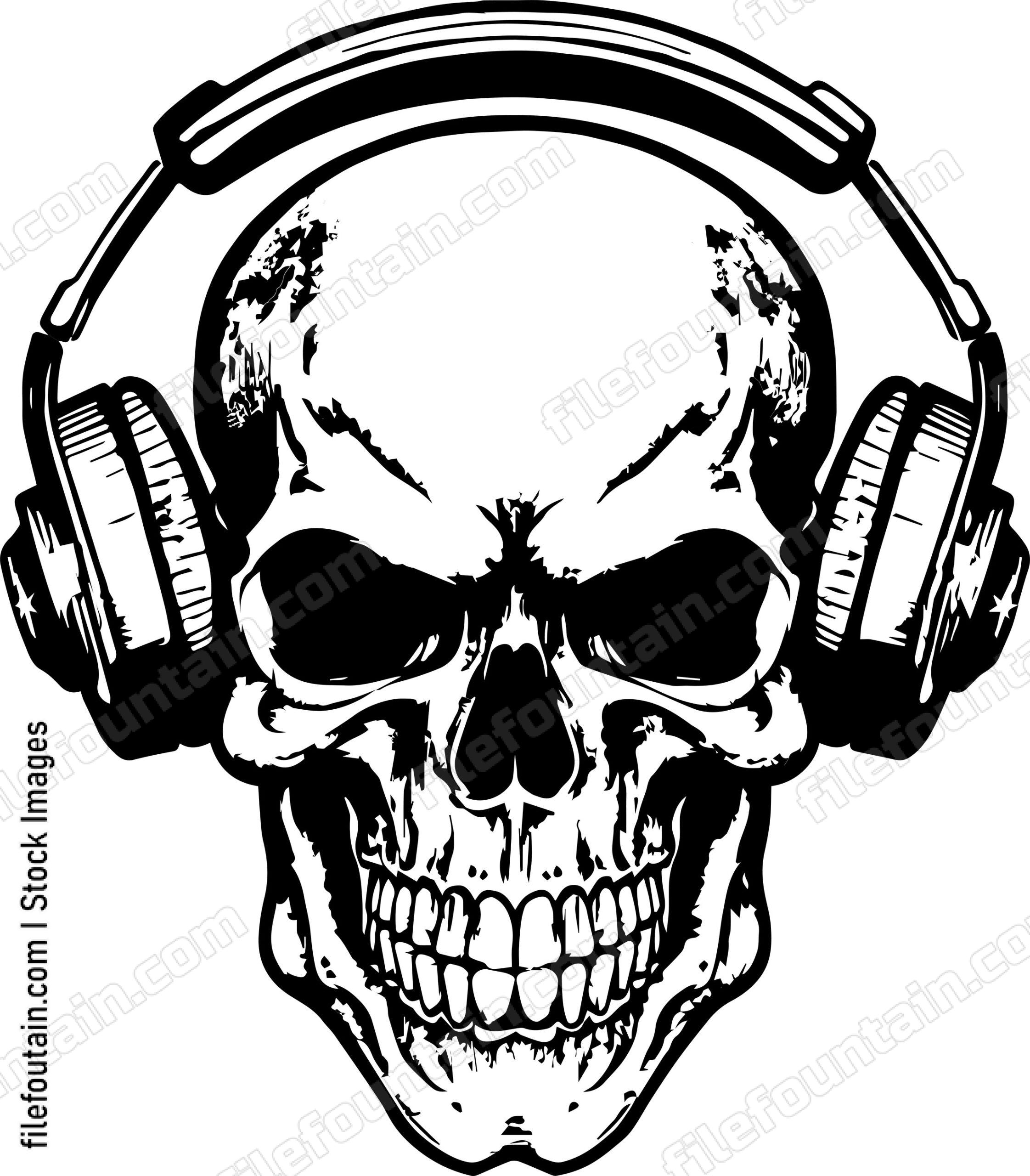 Skull With Music Headphones