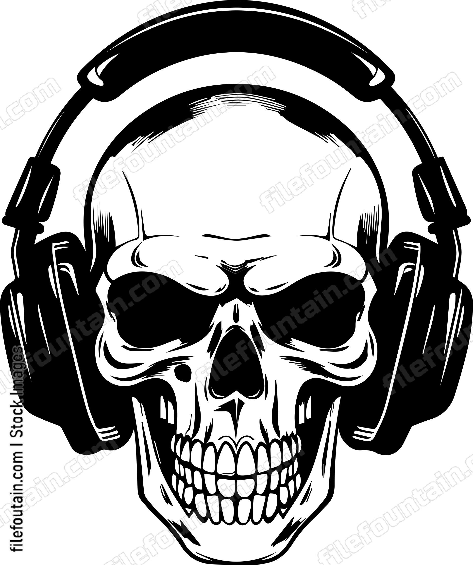 Skull With Music Headphones