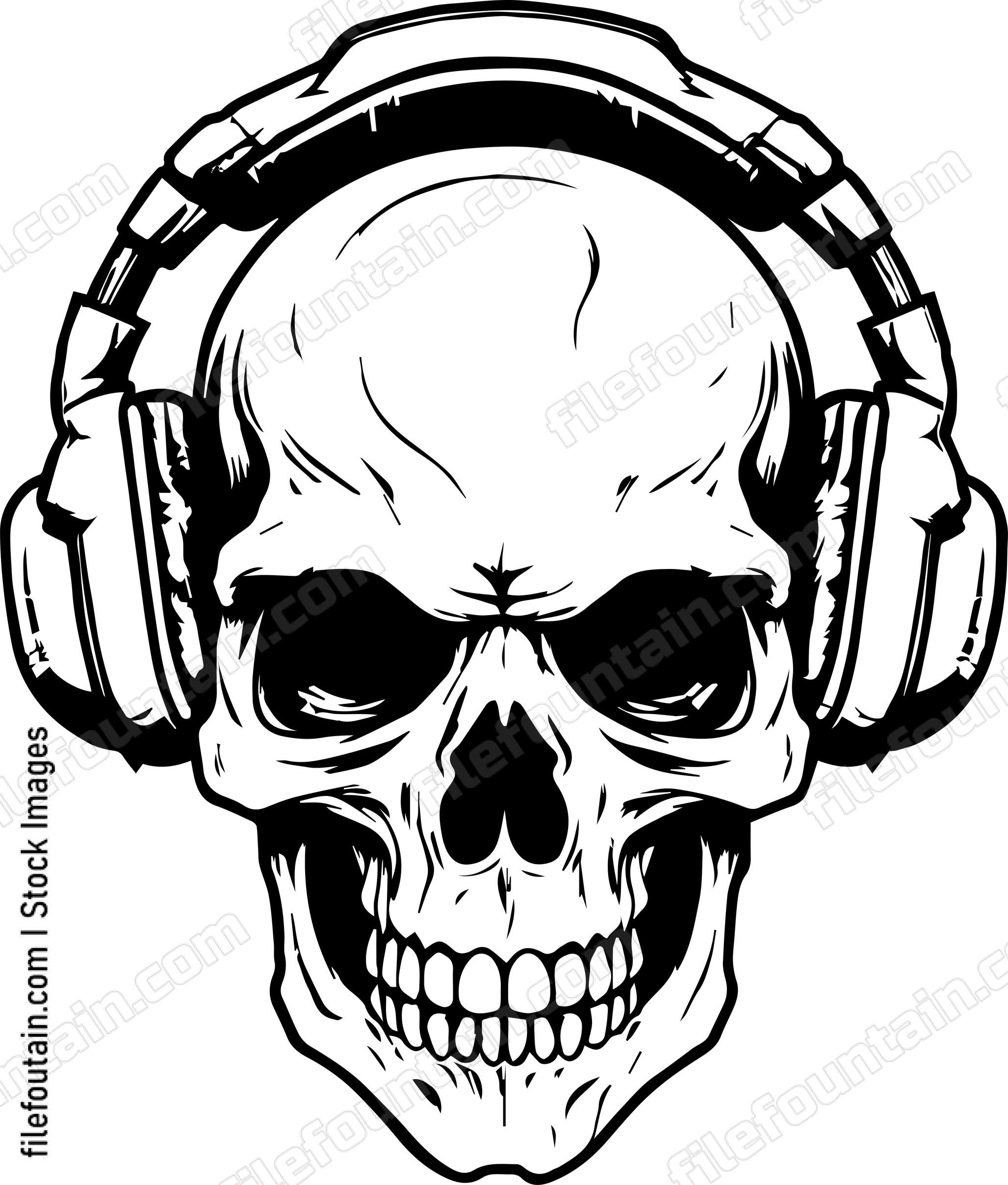 Skull With Music Headphones