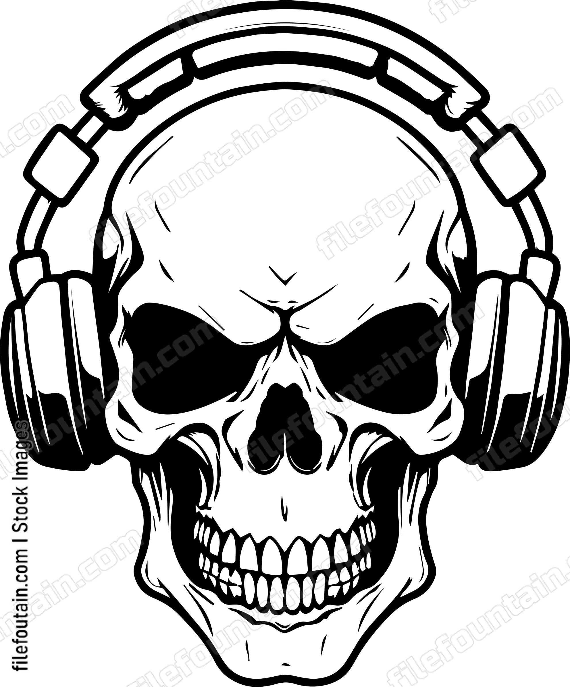 Skull With Music Headphones