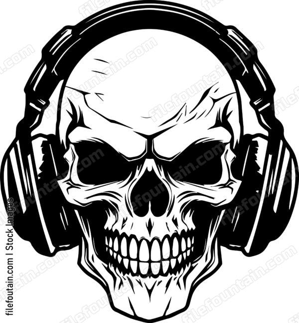 Skull With Music Headphones