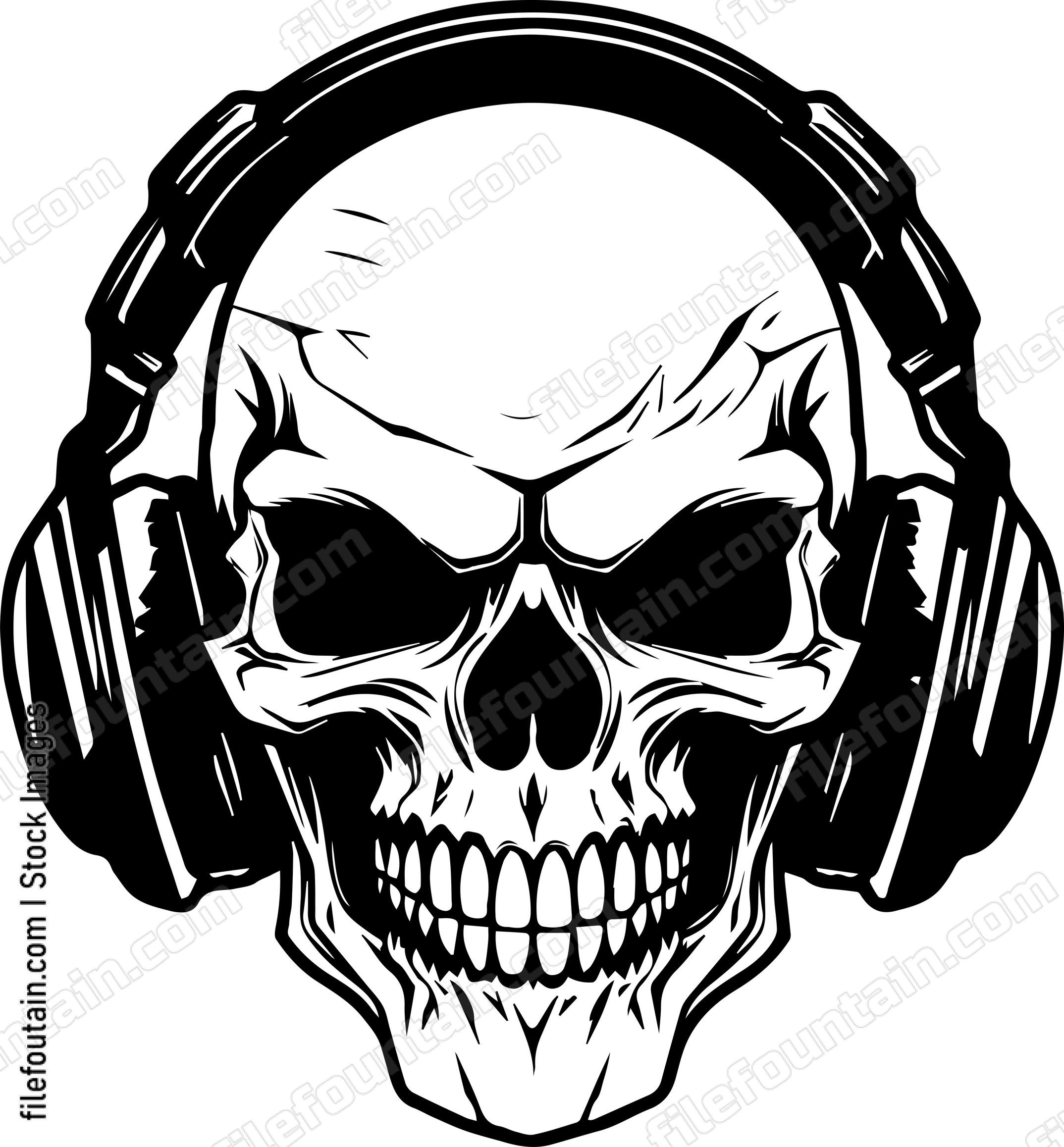Skull With Music Headphones