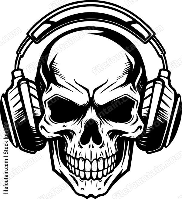 Skull With Music Headphones