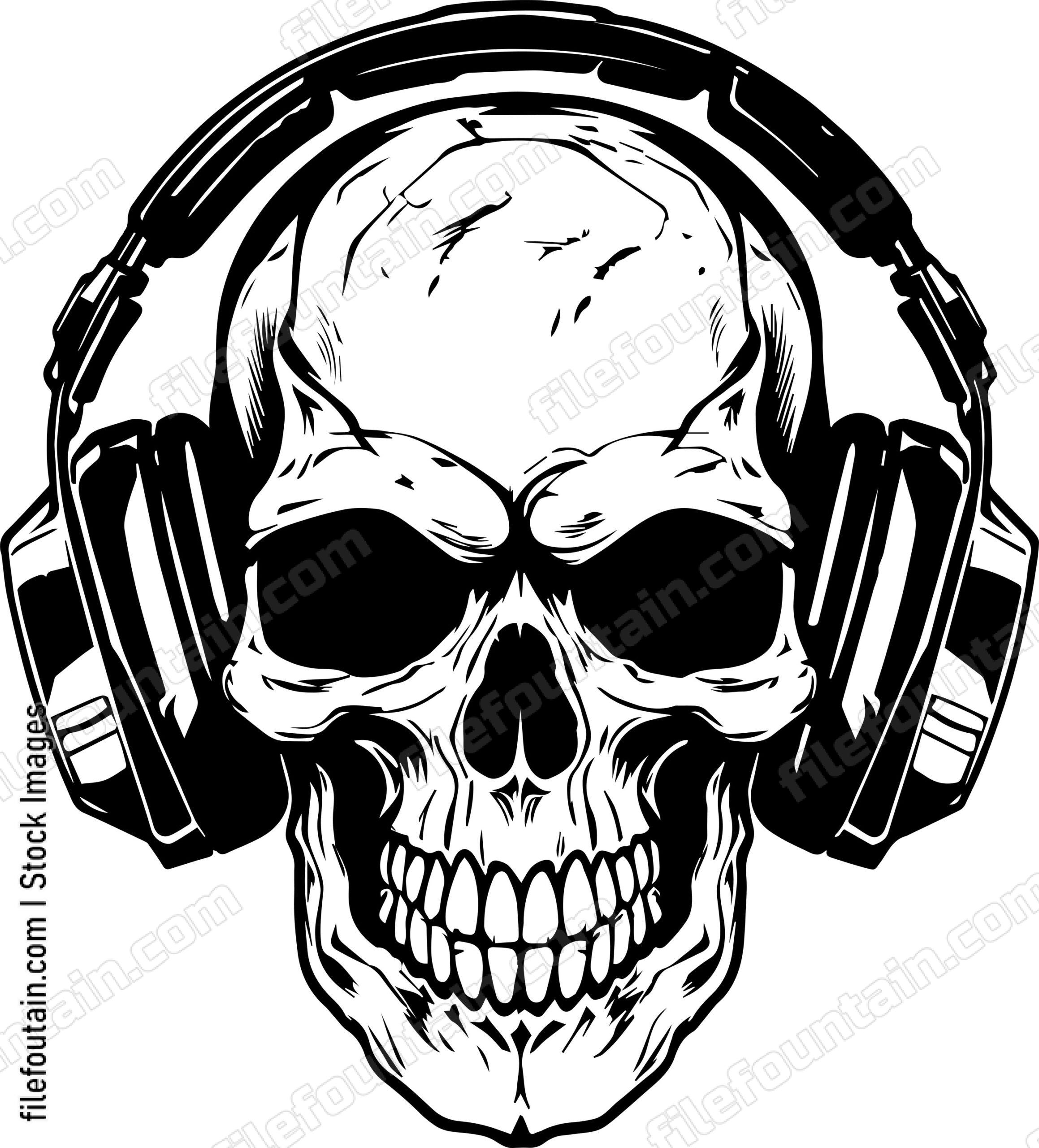 Skull With Music Headphones