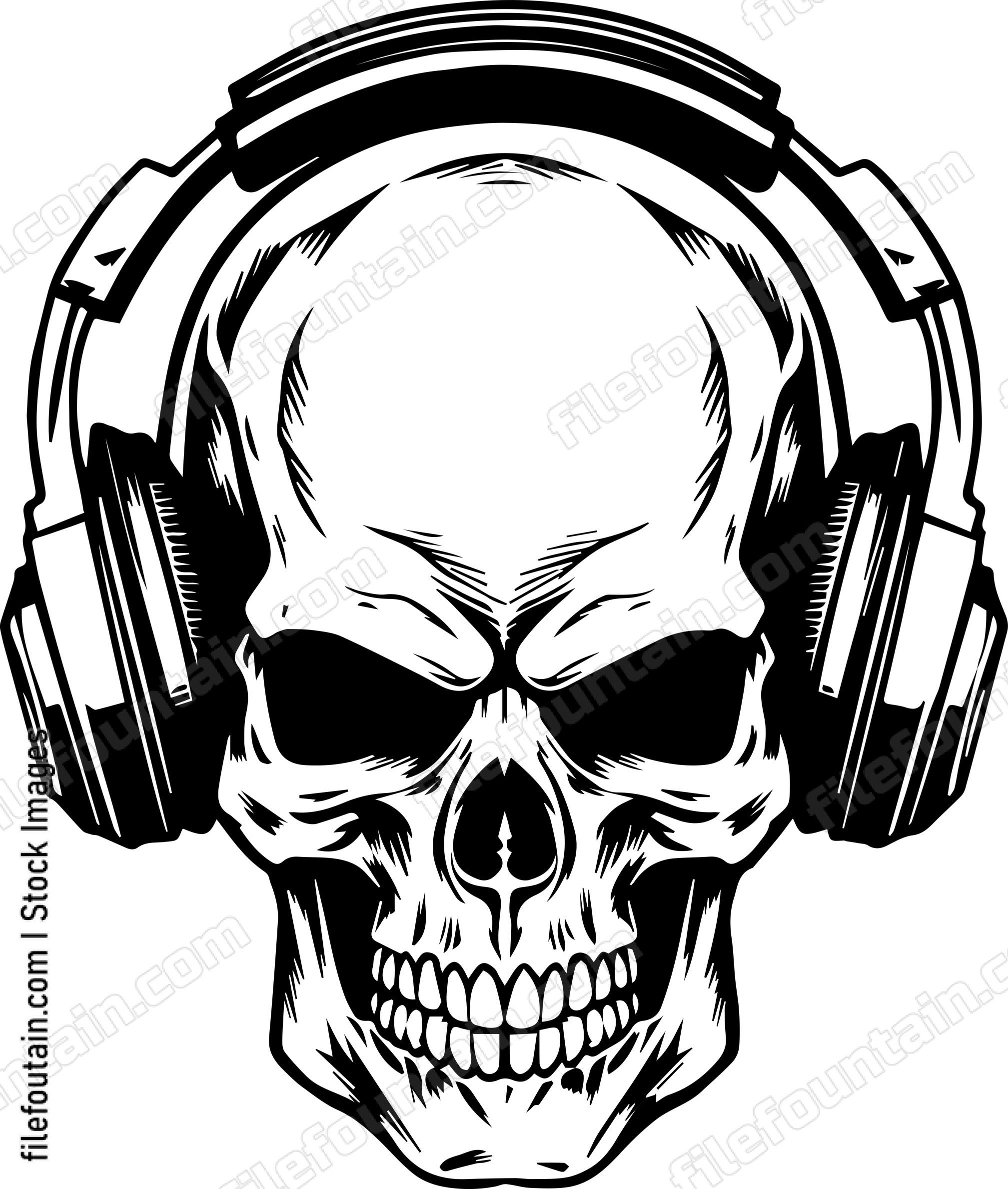 Skull With Music Headphones