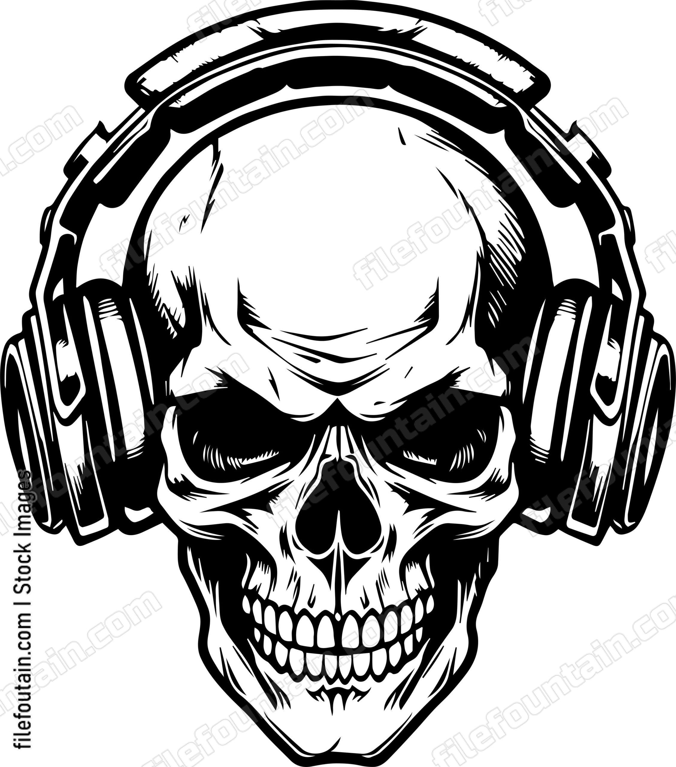 Skull With Music Headphones