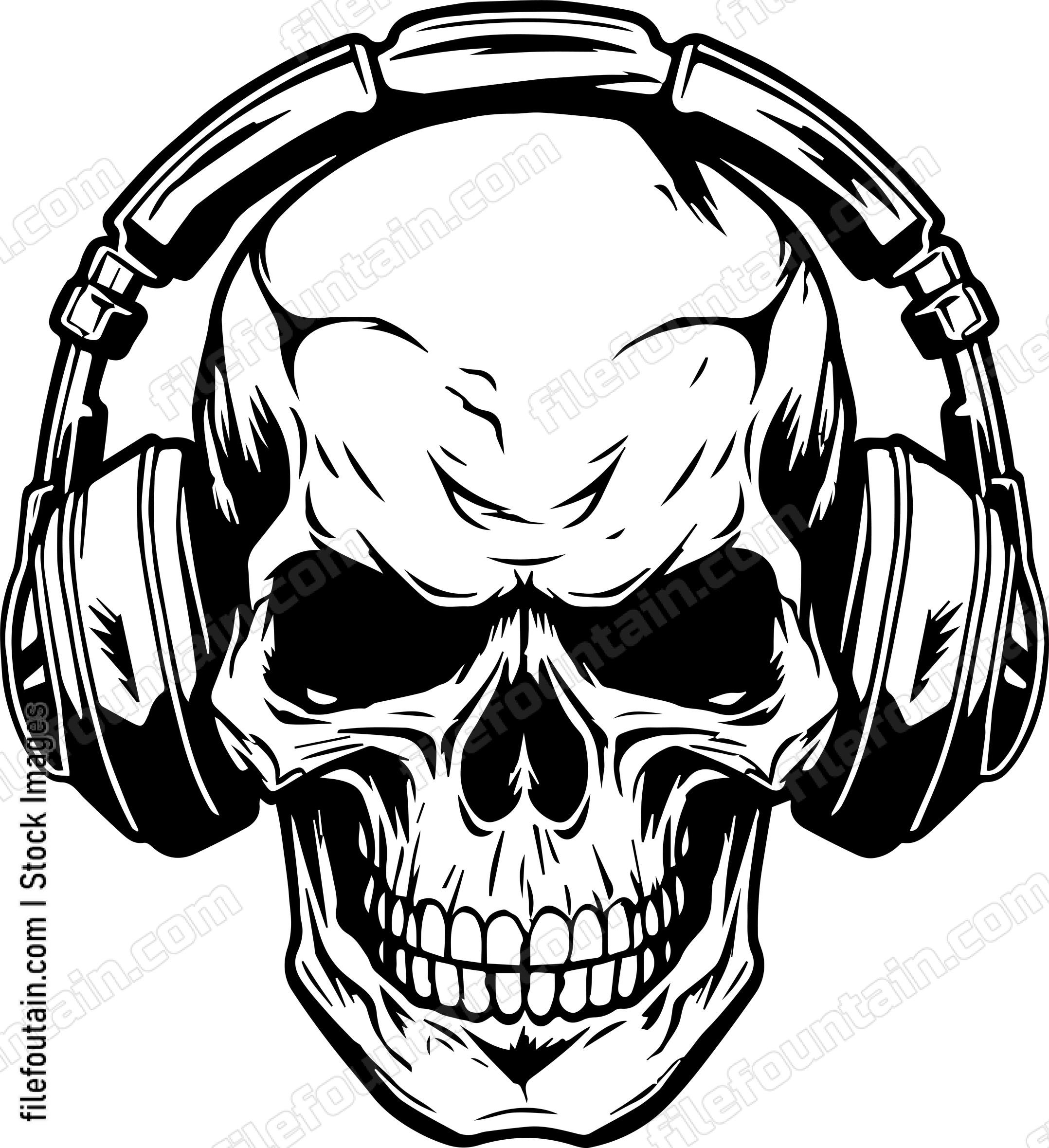 Skull With Music Headphones