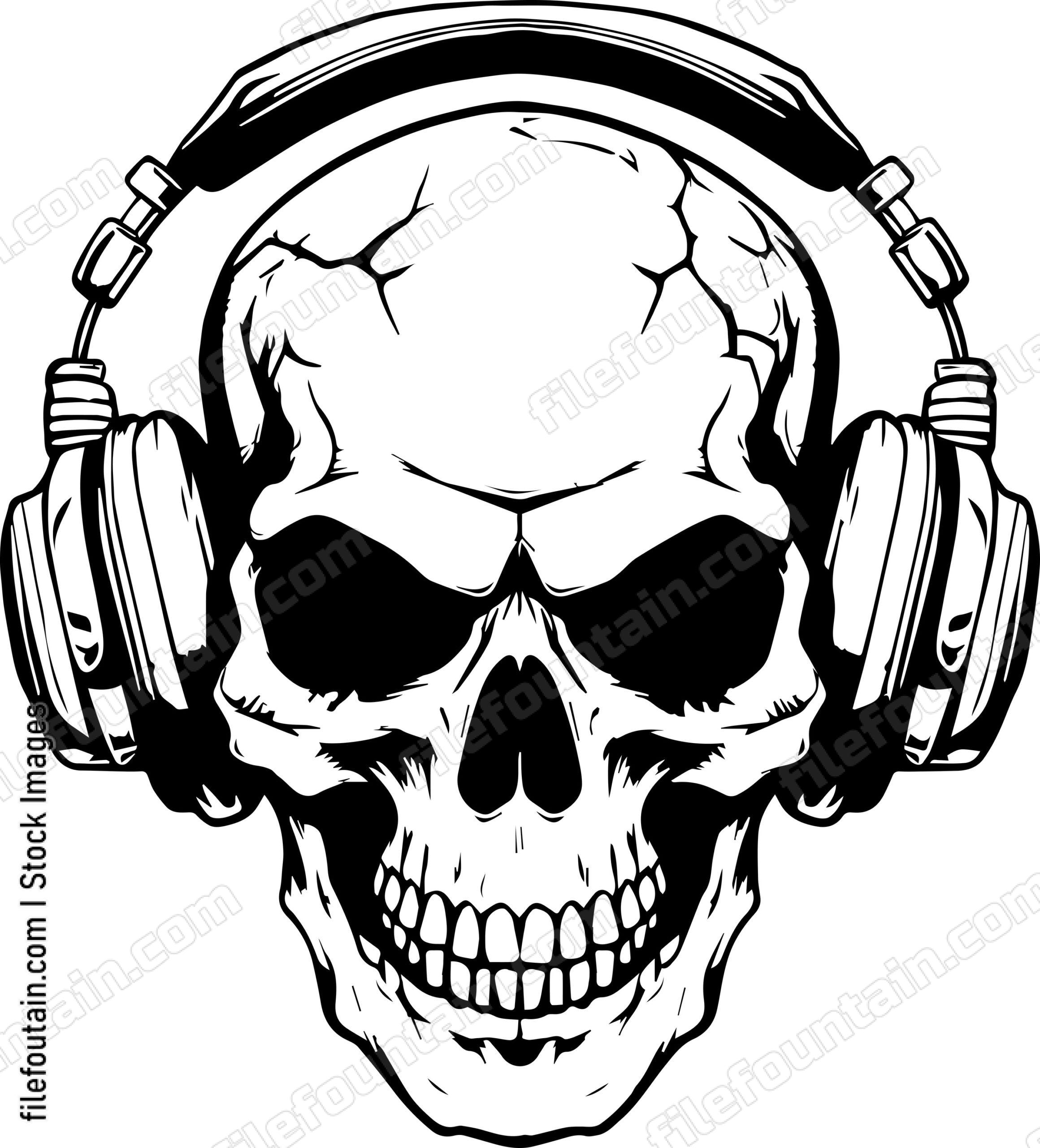 Skull With Music Headphones