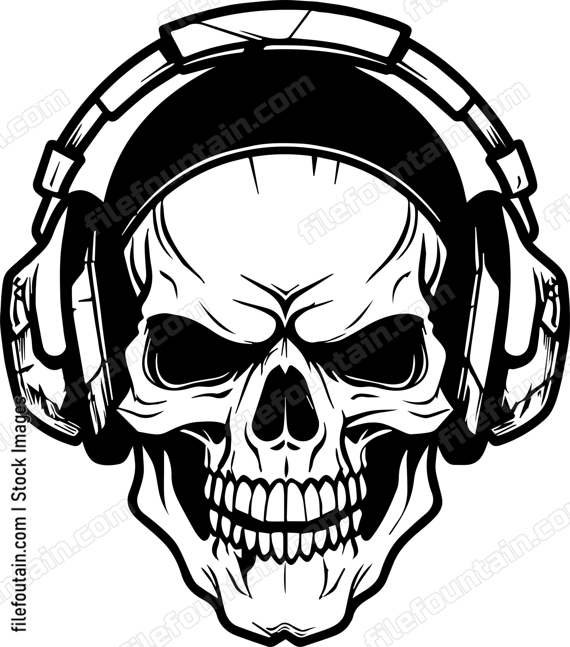 Skull With Music Headphones