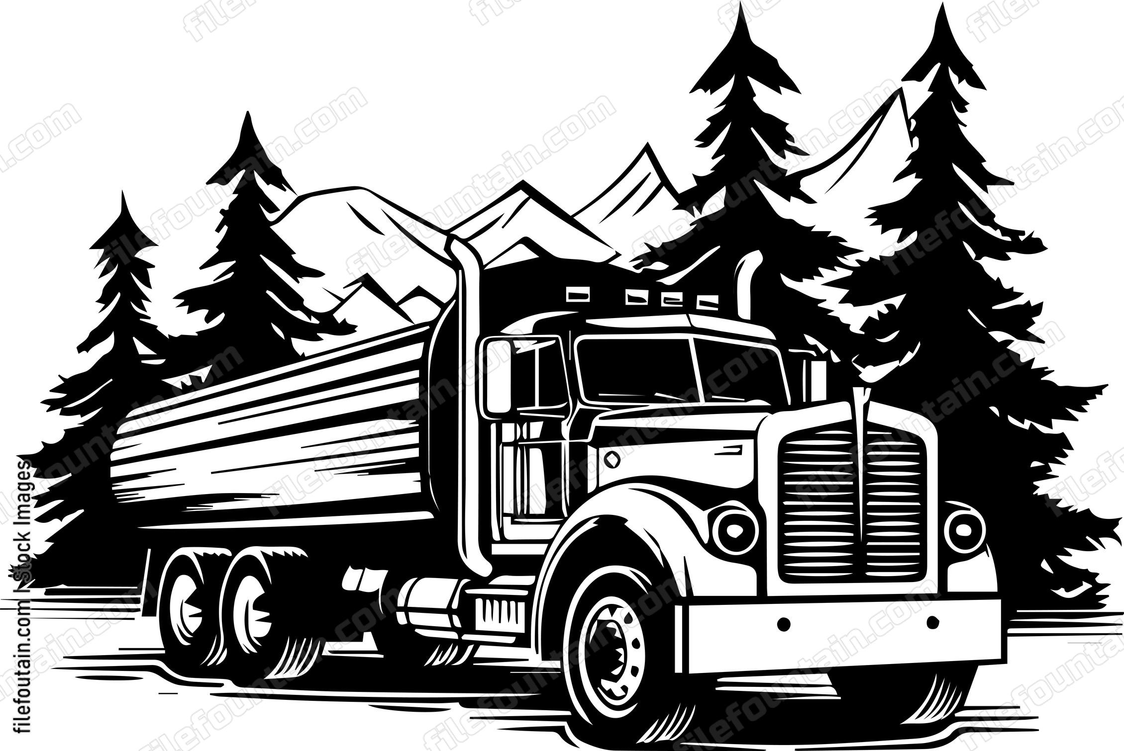 Wood Logging Lumber Log Truck