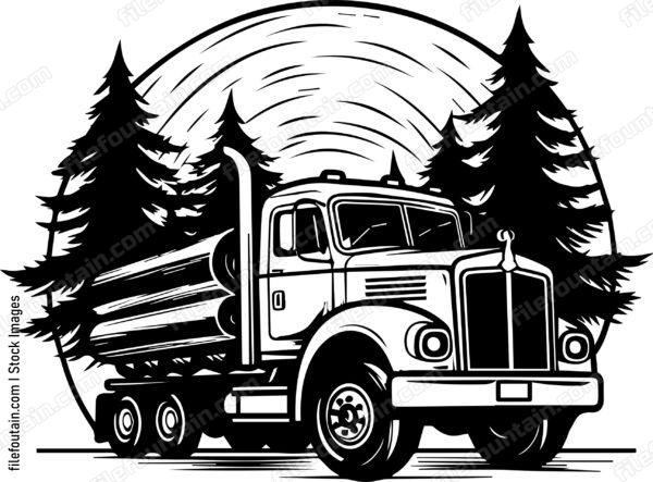 Wood Logging Lumber Log Truck