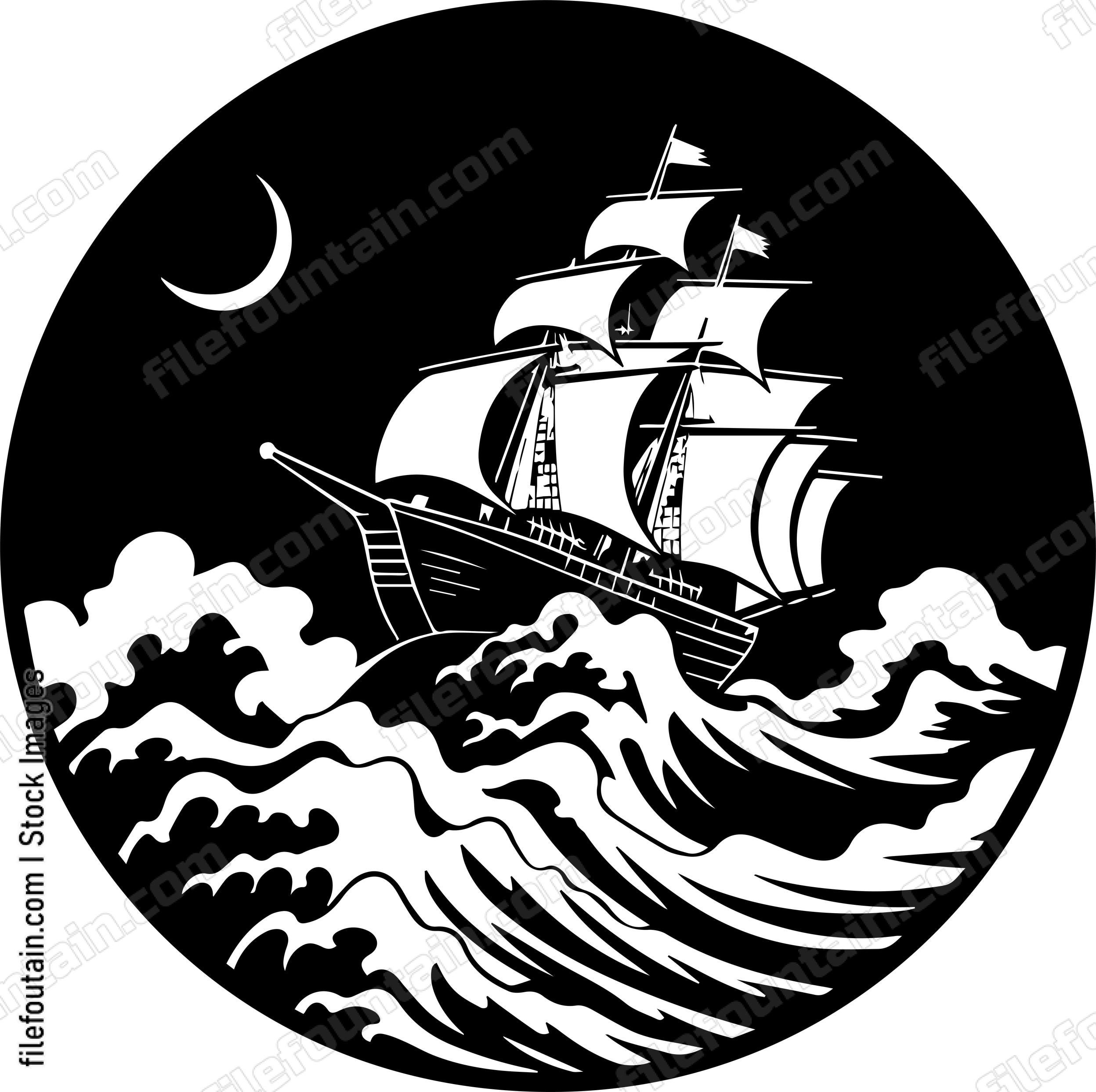 Ship Caught In A Sea Storm