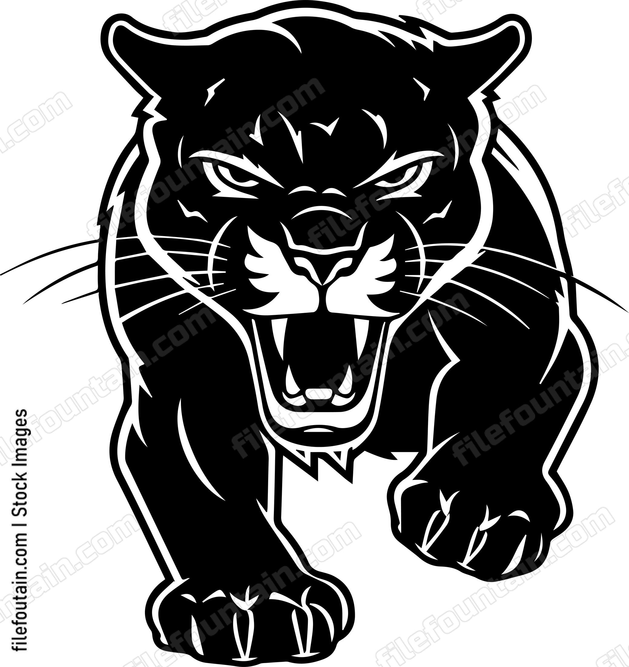 Angry Roaring Panther Jumping Forward