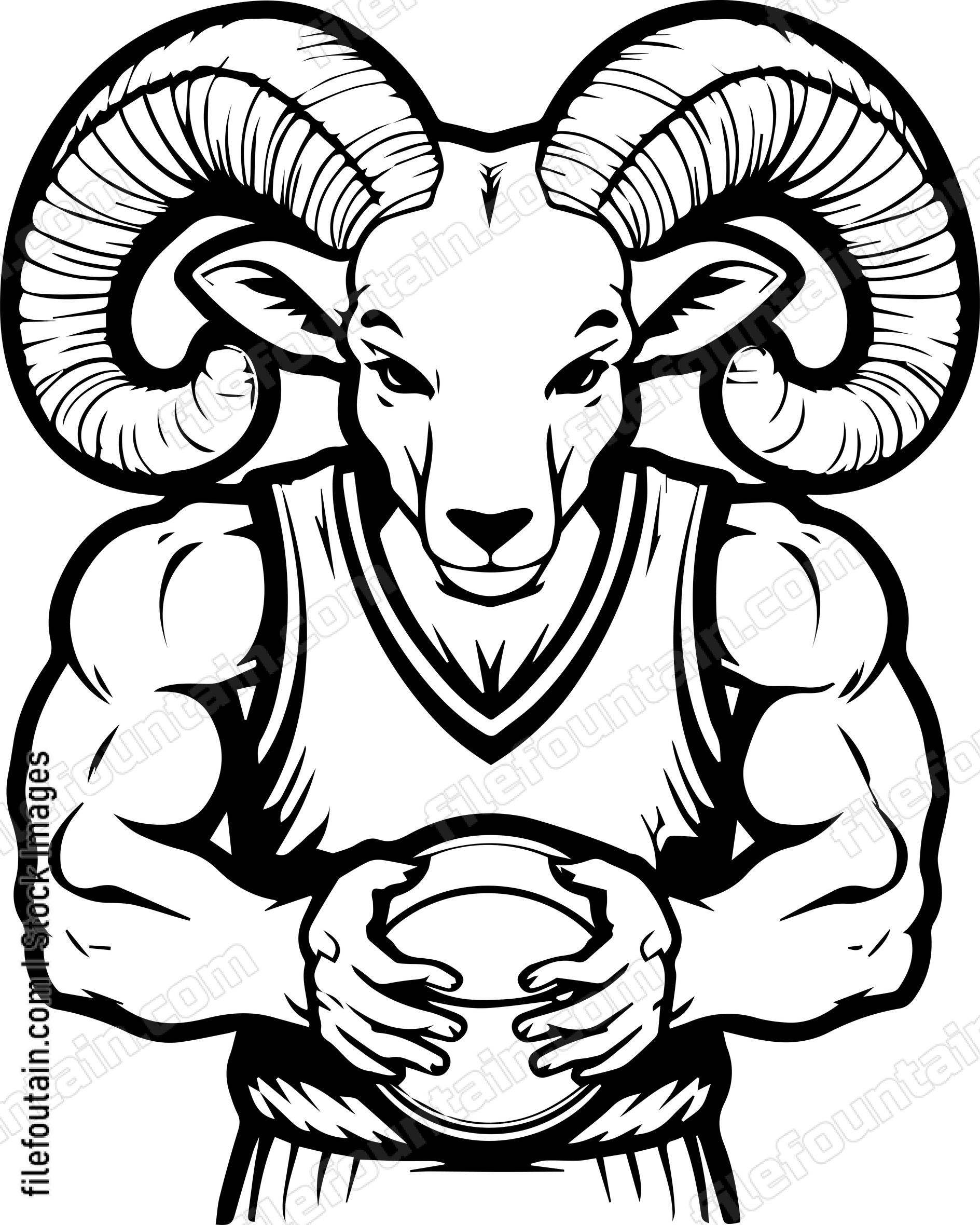 Ram Sports Team Mascot With Basketball