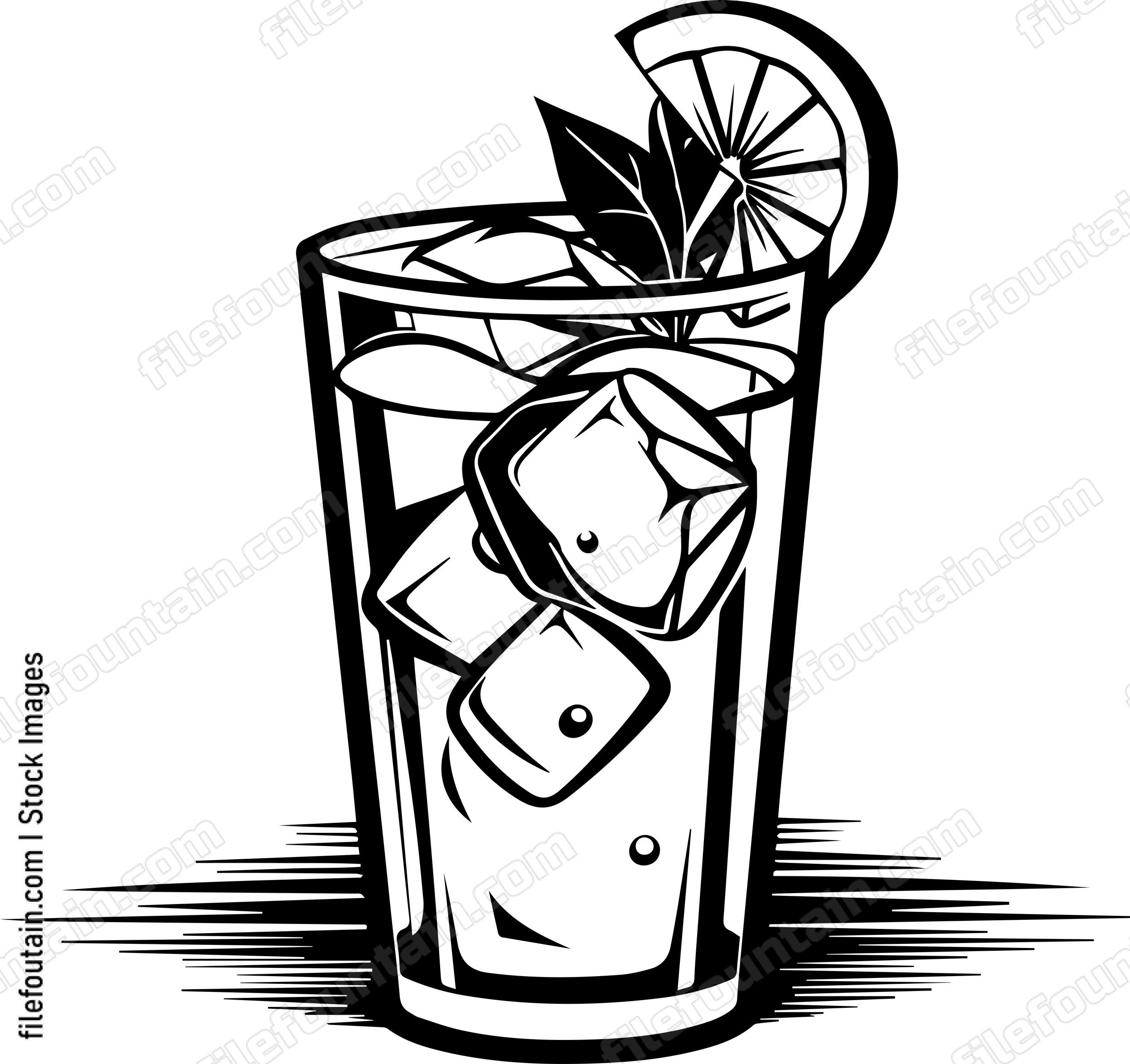 Cold Drink With Ice Cubes And Lemon Slice