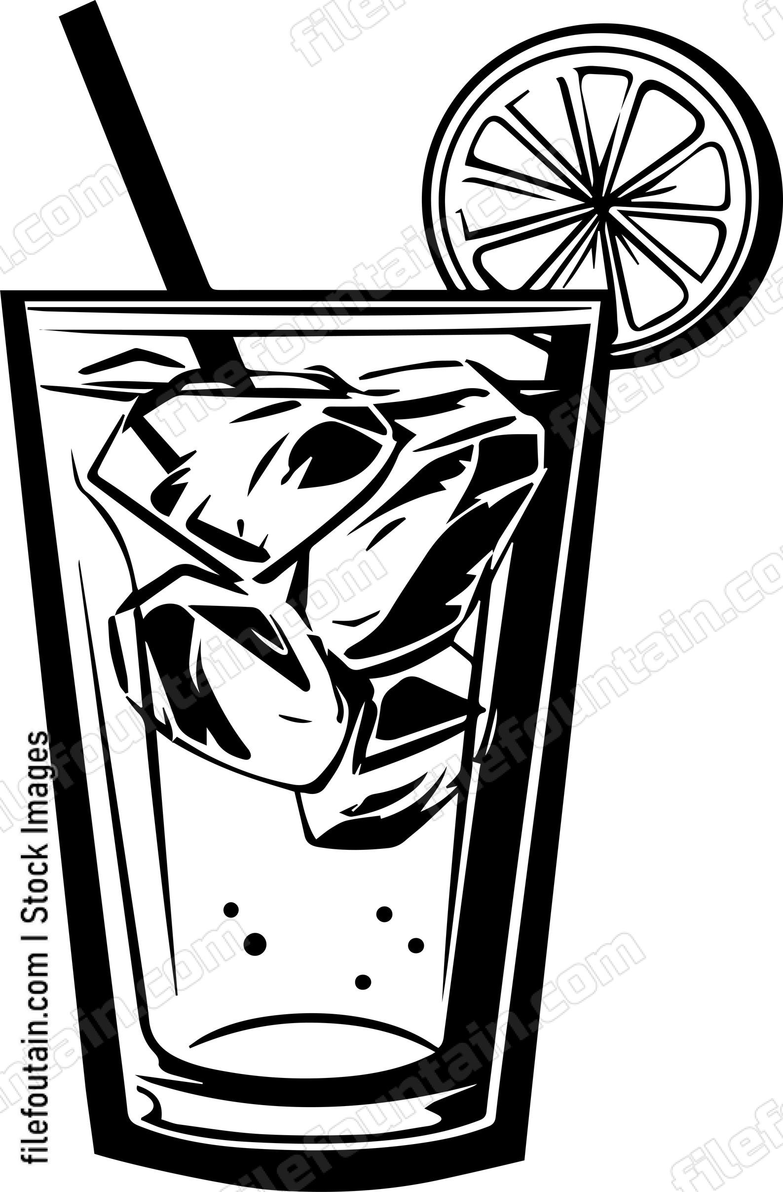 Cold Drink With Ice Straw and Lemon