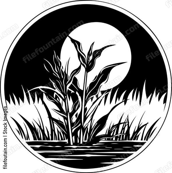Corn Field Full Moon