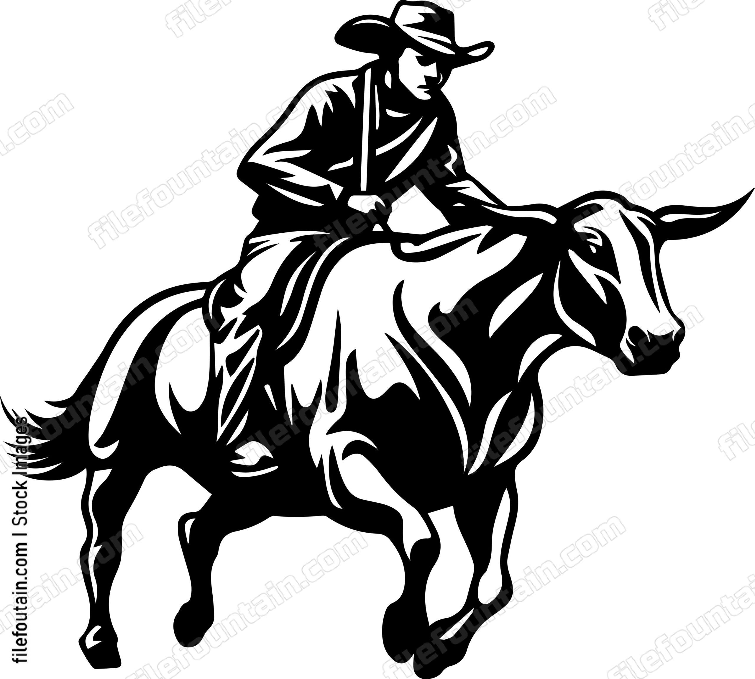 Cowboy Riding A Bull