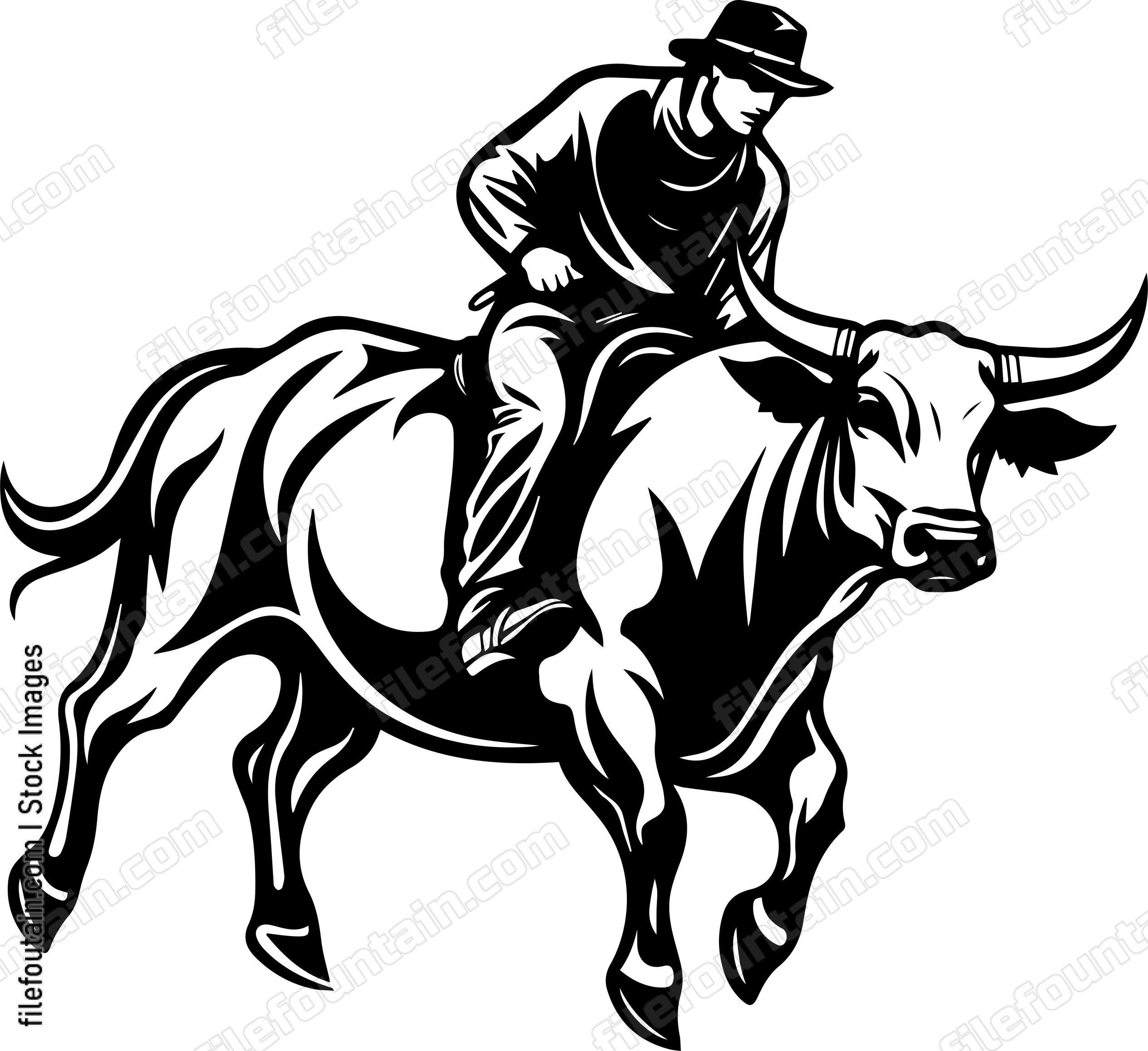 Cowboy Riding A Bull