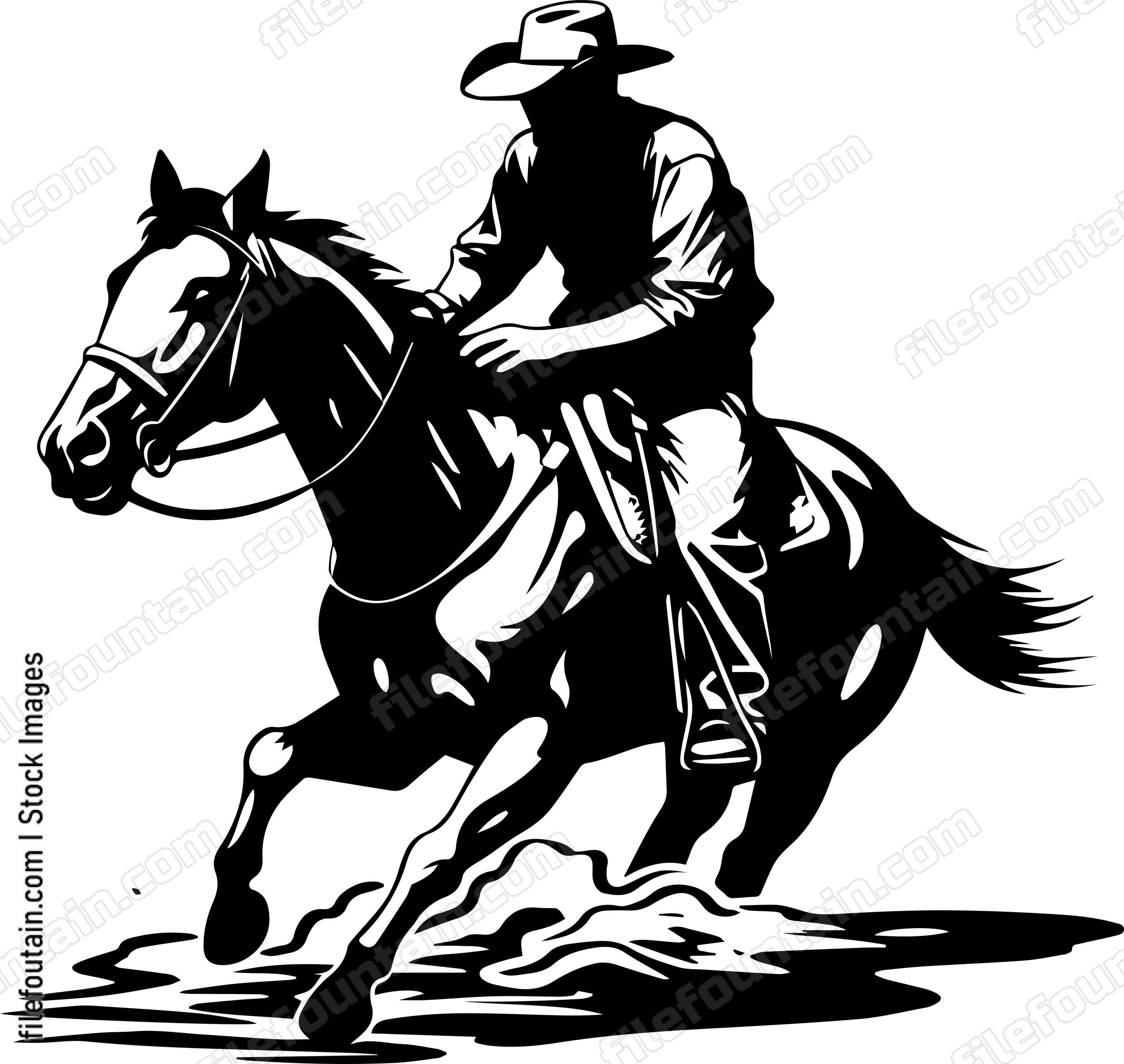 Cowboys Riding Out On A Horse