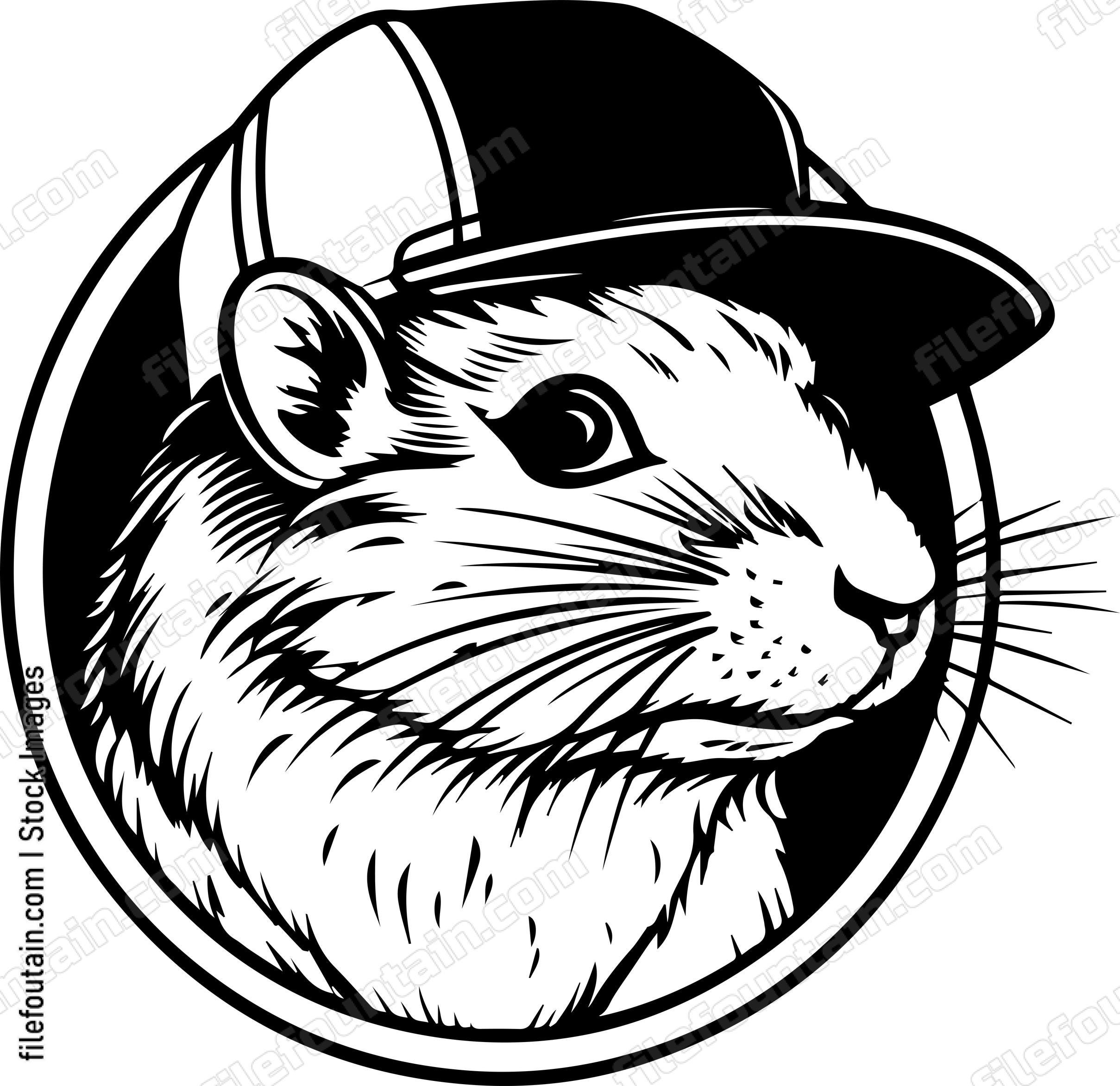 Gerbil In Baseball Cap
