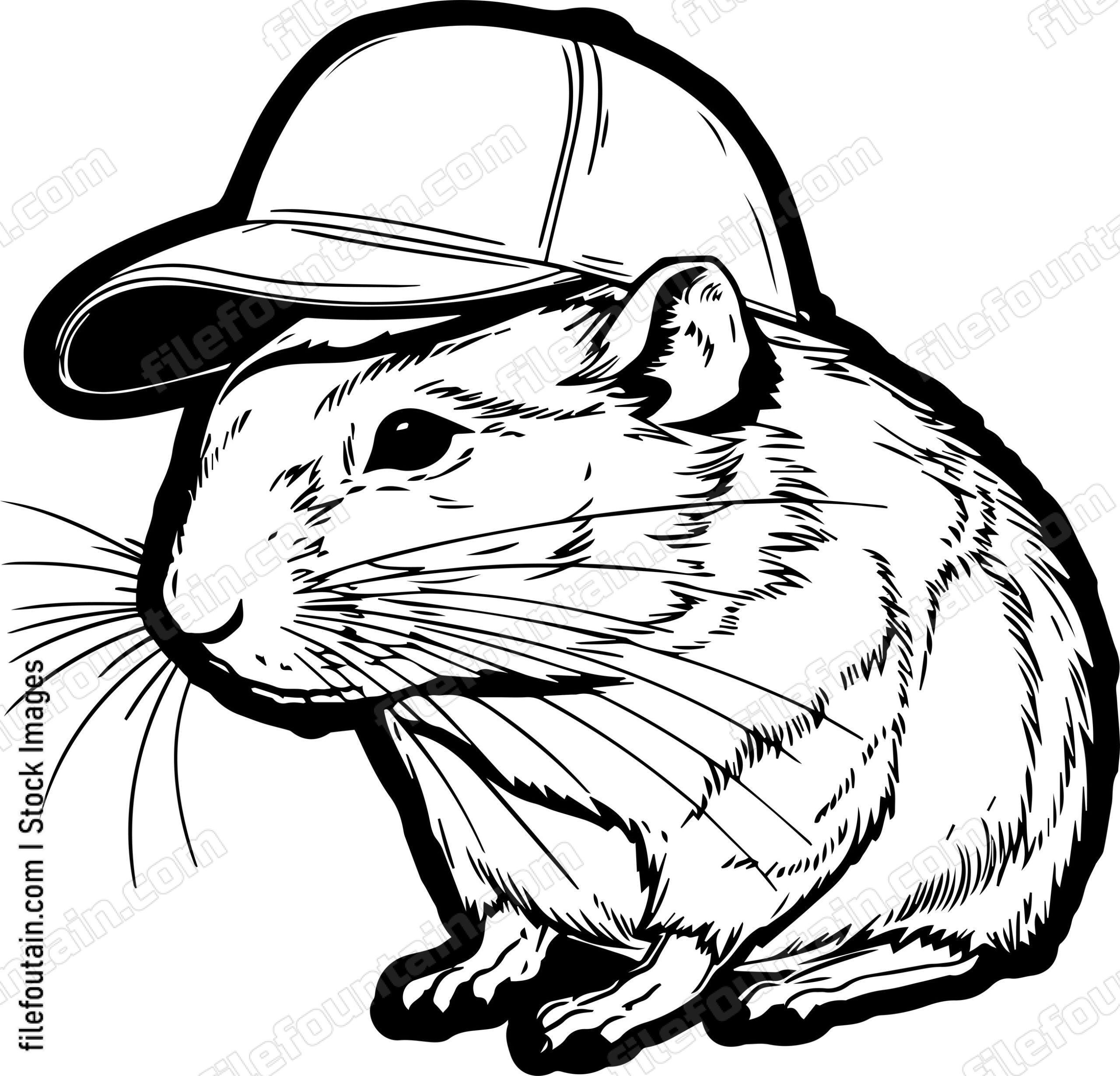 Gerbil In Baseball Cap