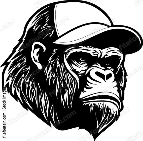 Gorilla In Baseball Cap
