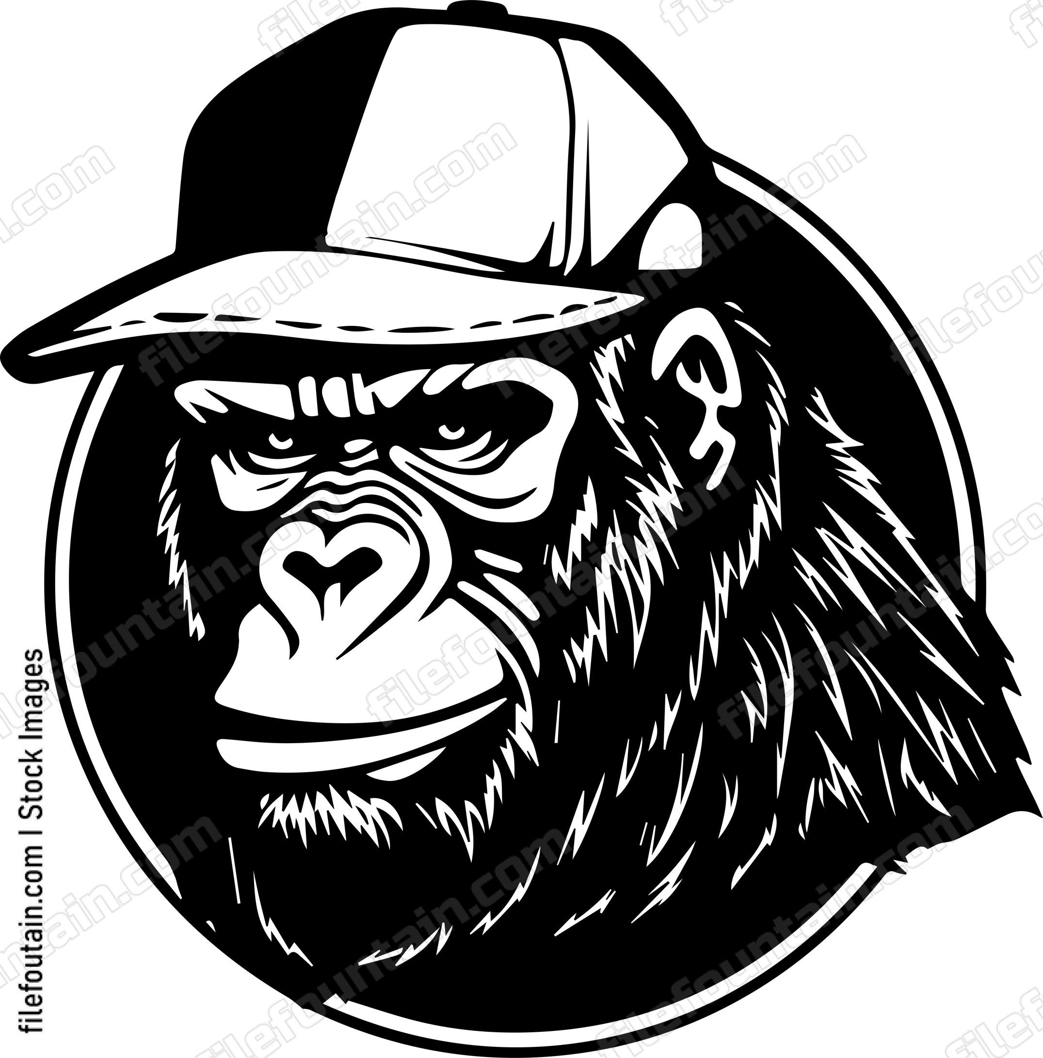 Gorilla In Baseball Cap