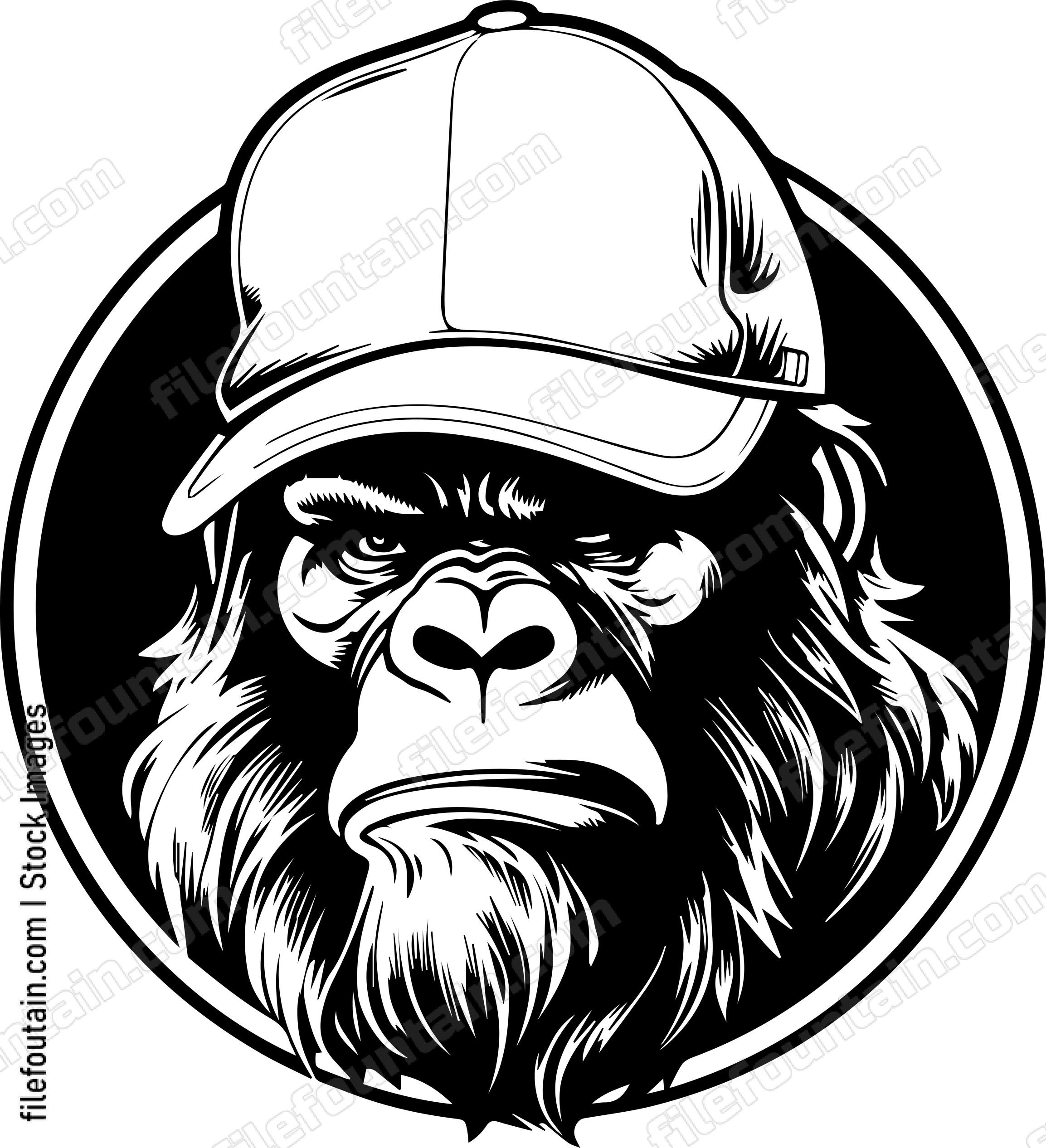 Gorilla In Baseball Cap