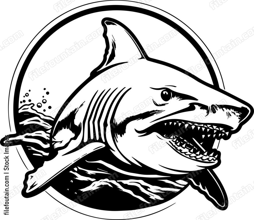 Great White Shark In Baseball Cap Logo Vector Design - FileFountain