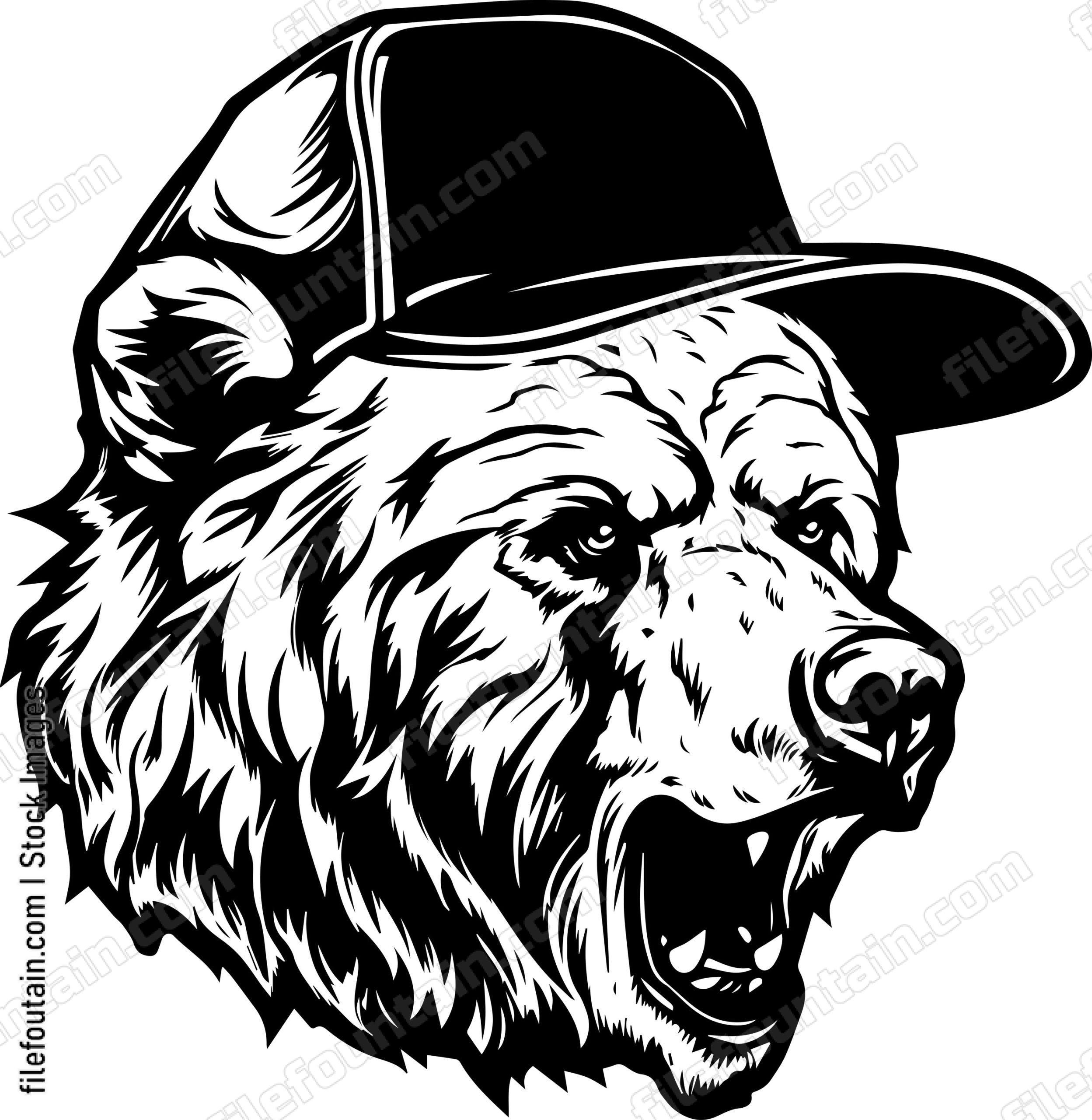 Grizzly Bear In Baseball Cap