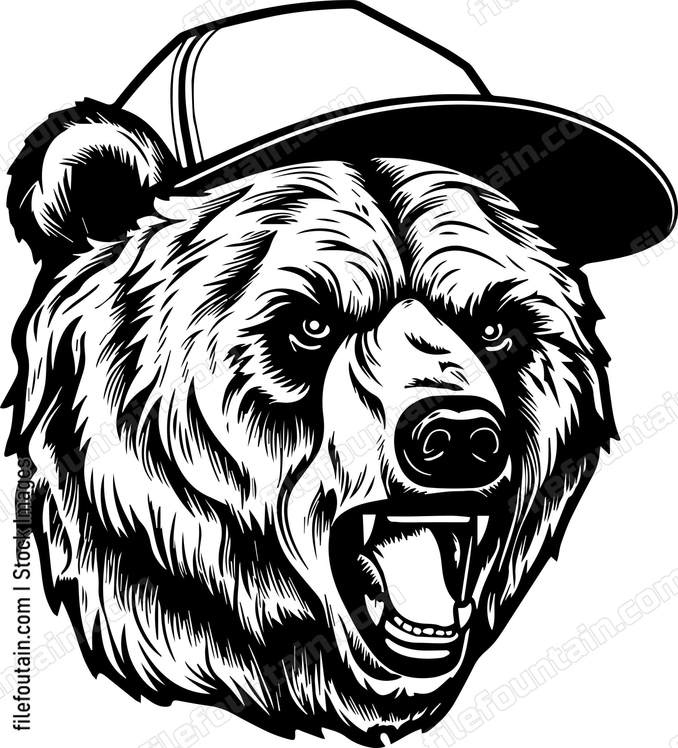 Grizzly Bear In Baseball Cap