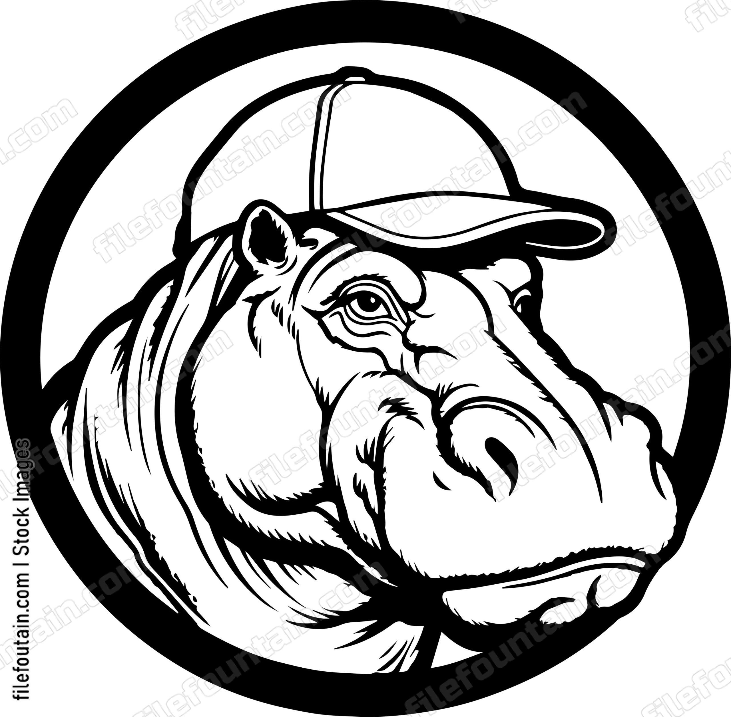 Hippo In Baseball Cap