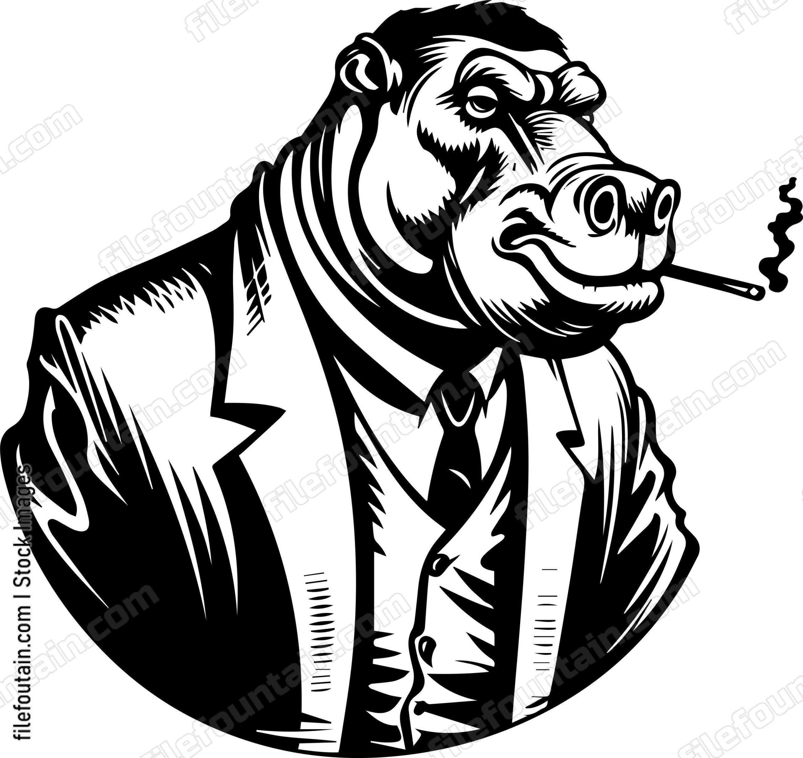 Hippo Smoking A Cigar