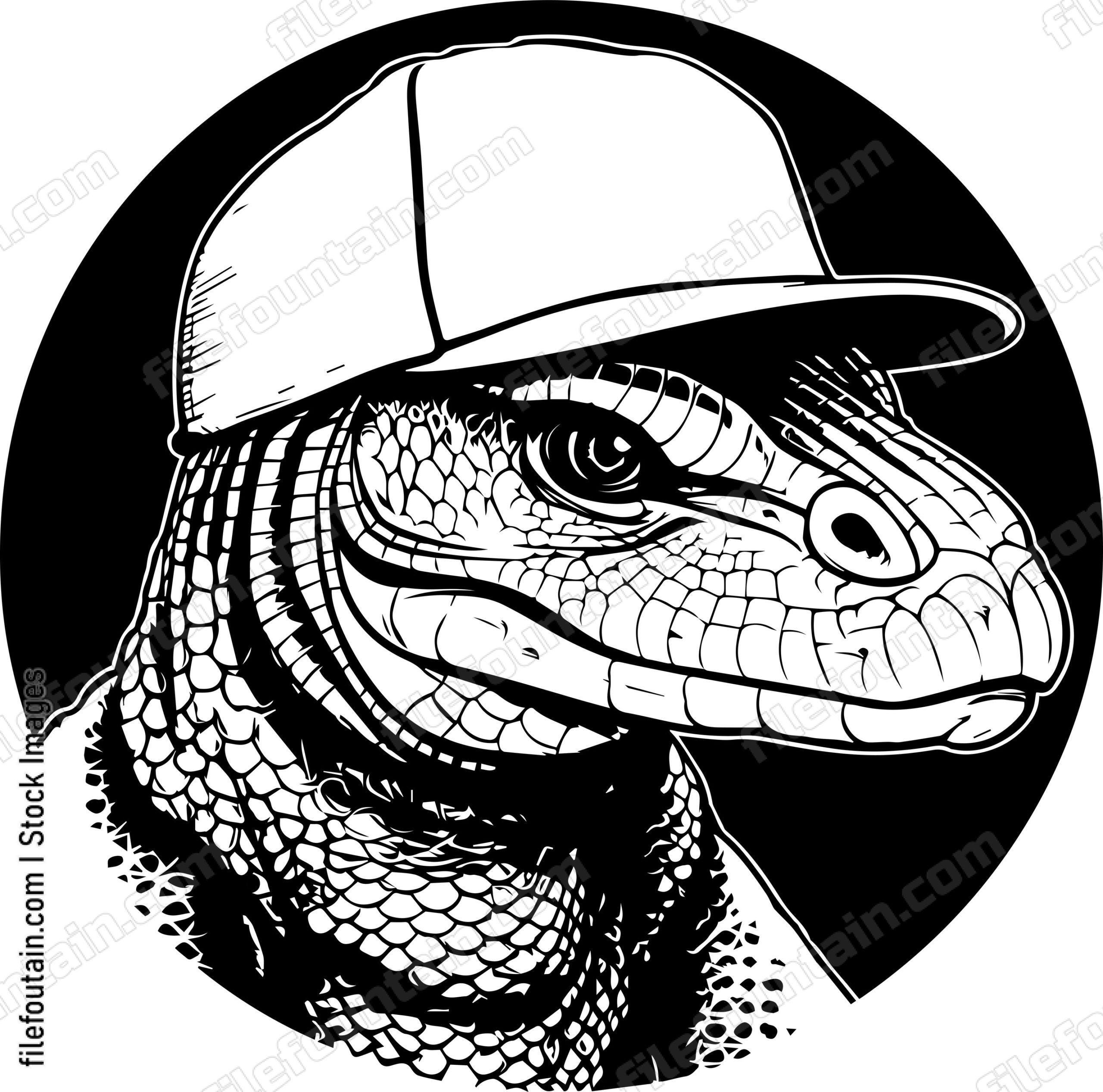 Komodo Dragon In Baseball Cap
