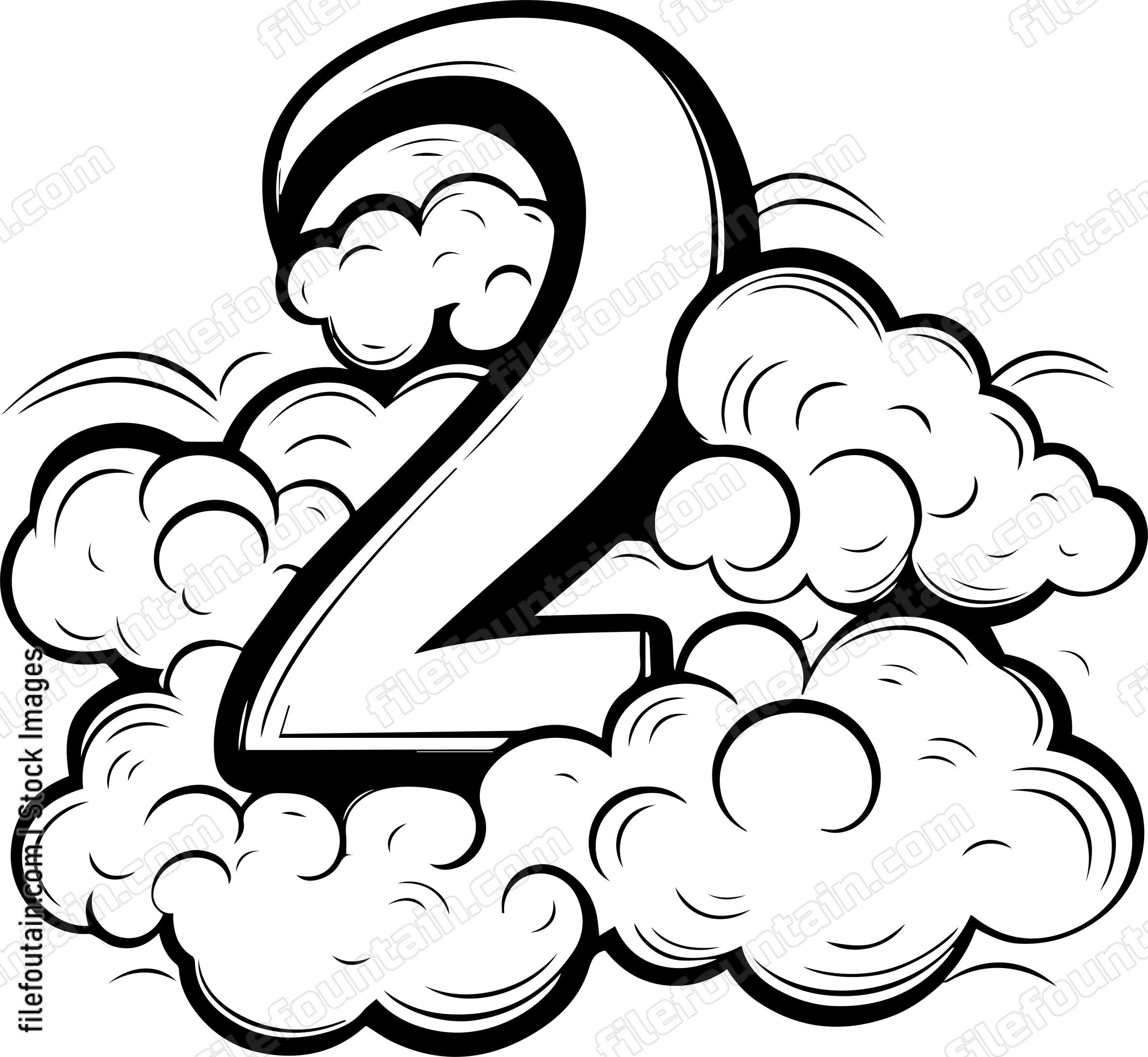 Letter Number Two In Clouds Birthday Of Year Old