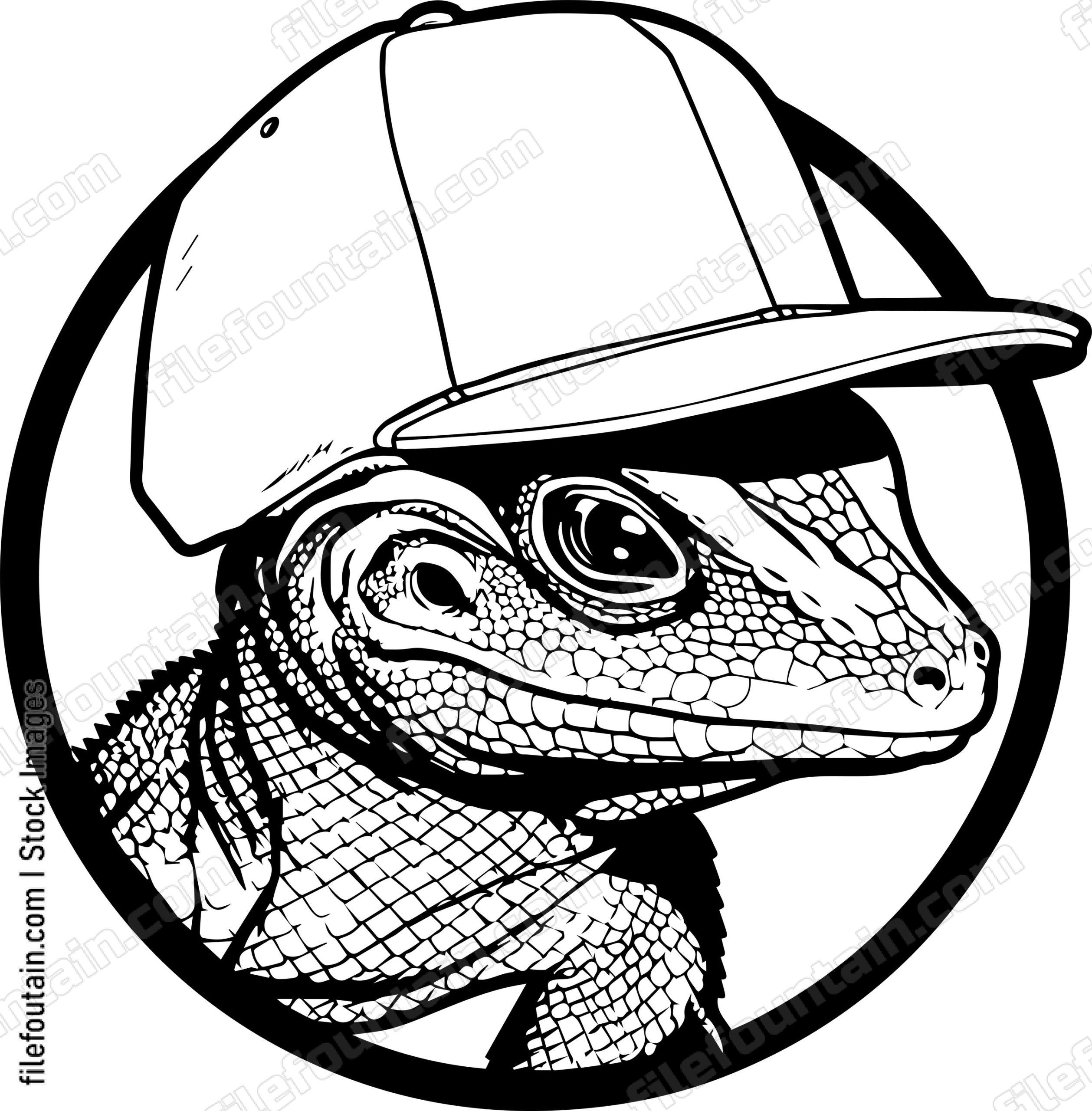 Lizard In Baseball Cap