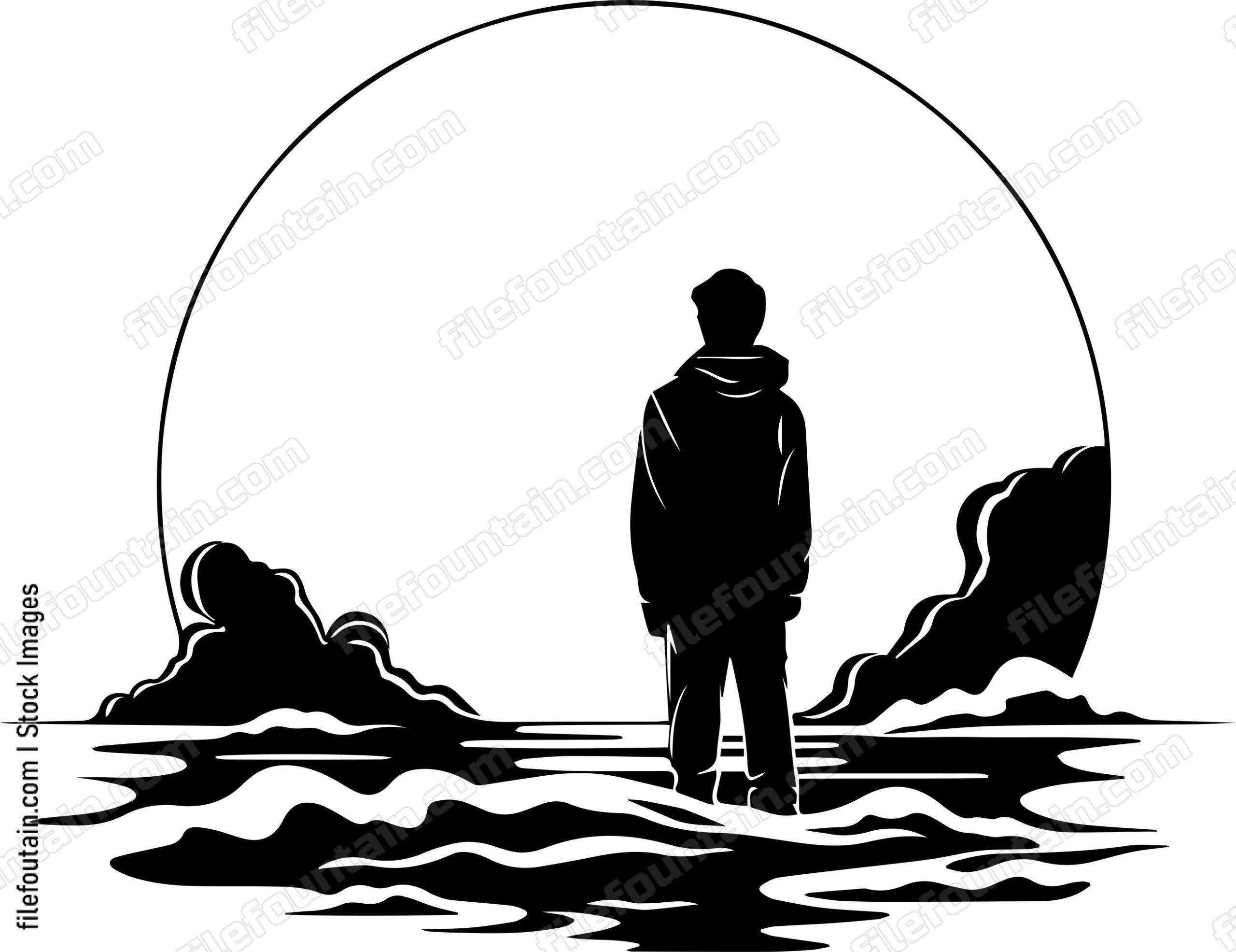 Man Looking Into Distance By The Sea