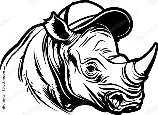 Rhino In Baseball Cap
