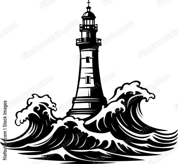 Sea Storm And Light House