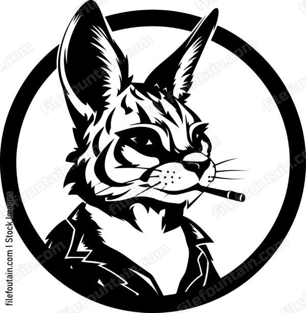 Serval Cat Smoking A Cigar