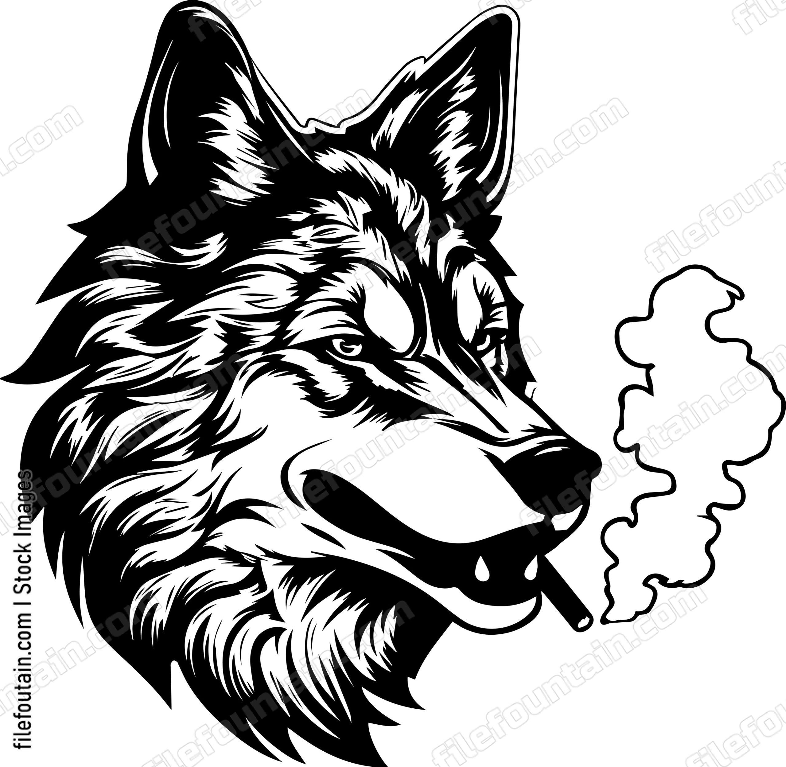 Wolf Smoking A Cigar