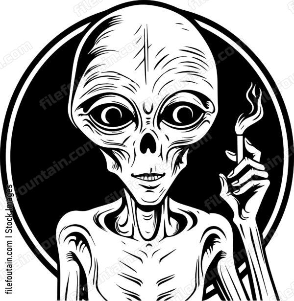Alien Smoking A Cigar