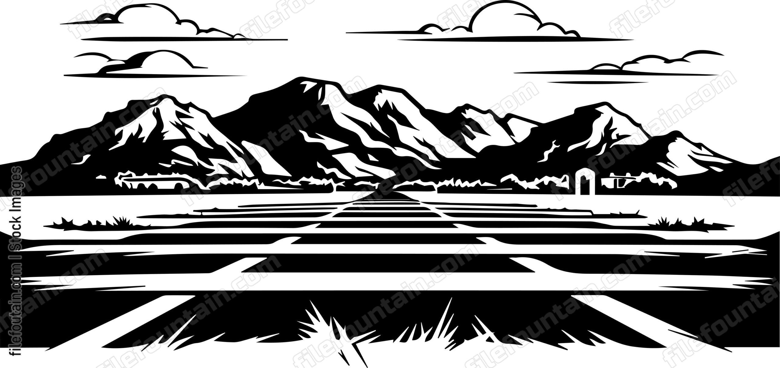 American Plains Field Mountains and Clouds