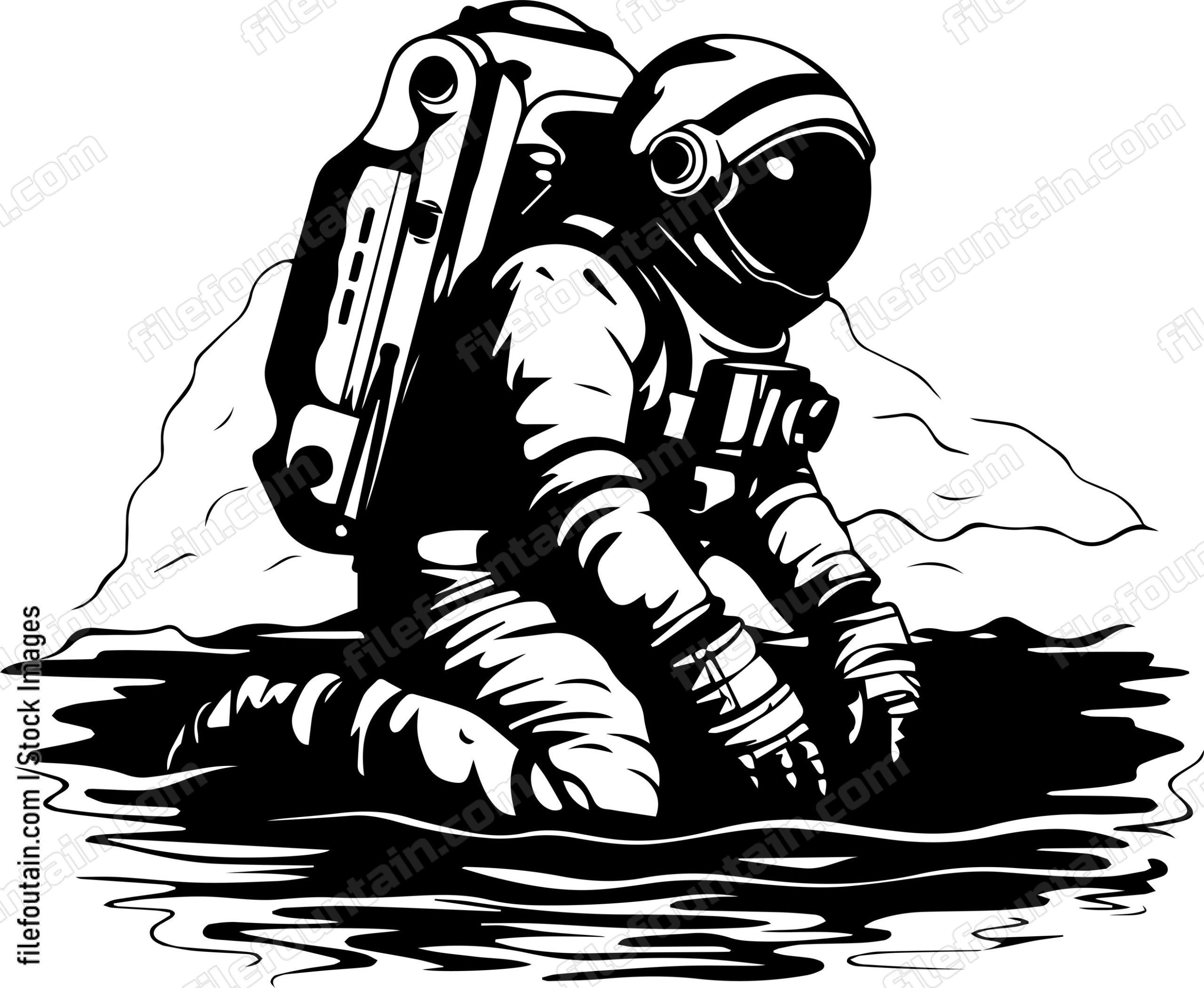Astronaut Sitting In Water