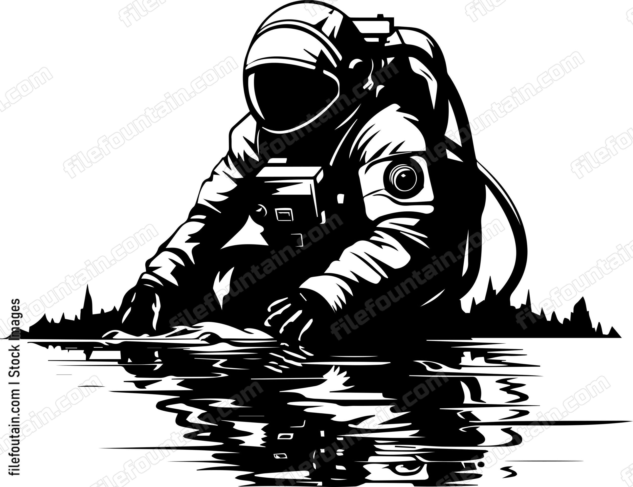 Astronaut Sitting In Water