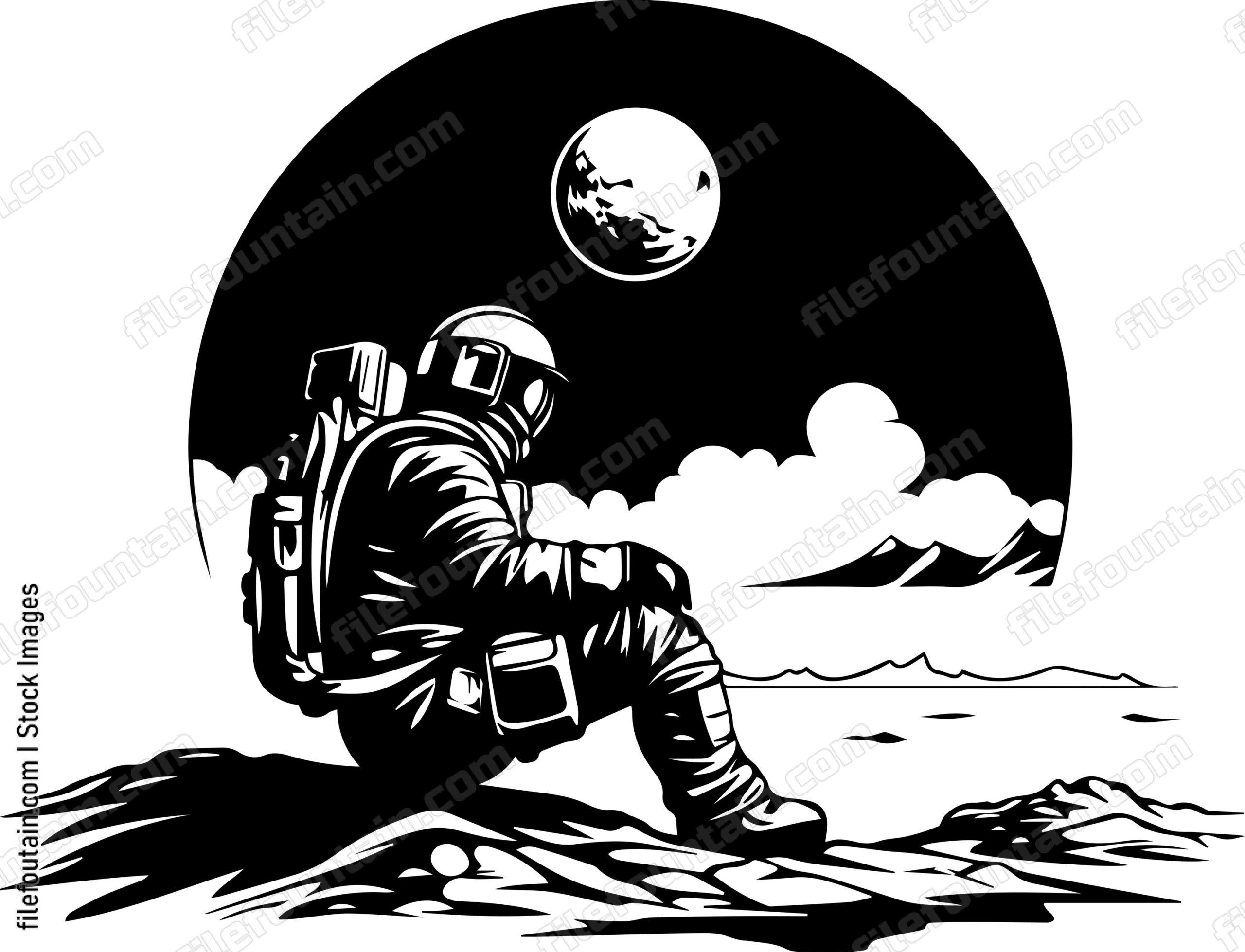 Astronaut Sitting On Moon