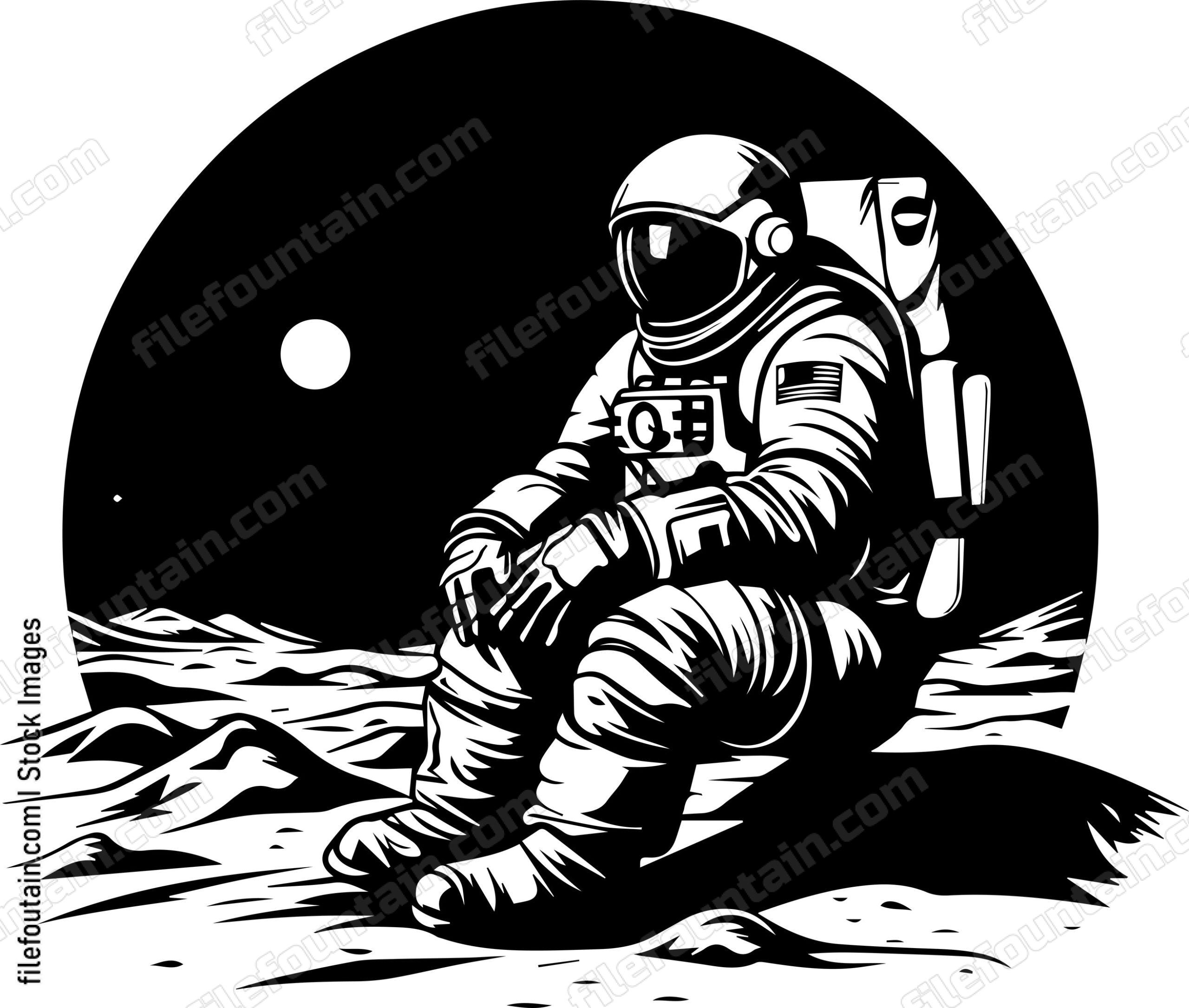 Astronaut Sitting On Moon