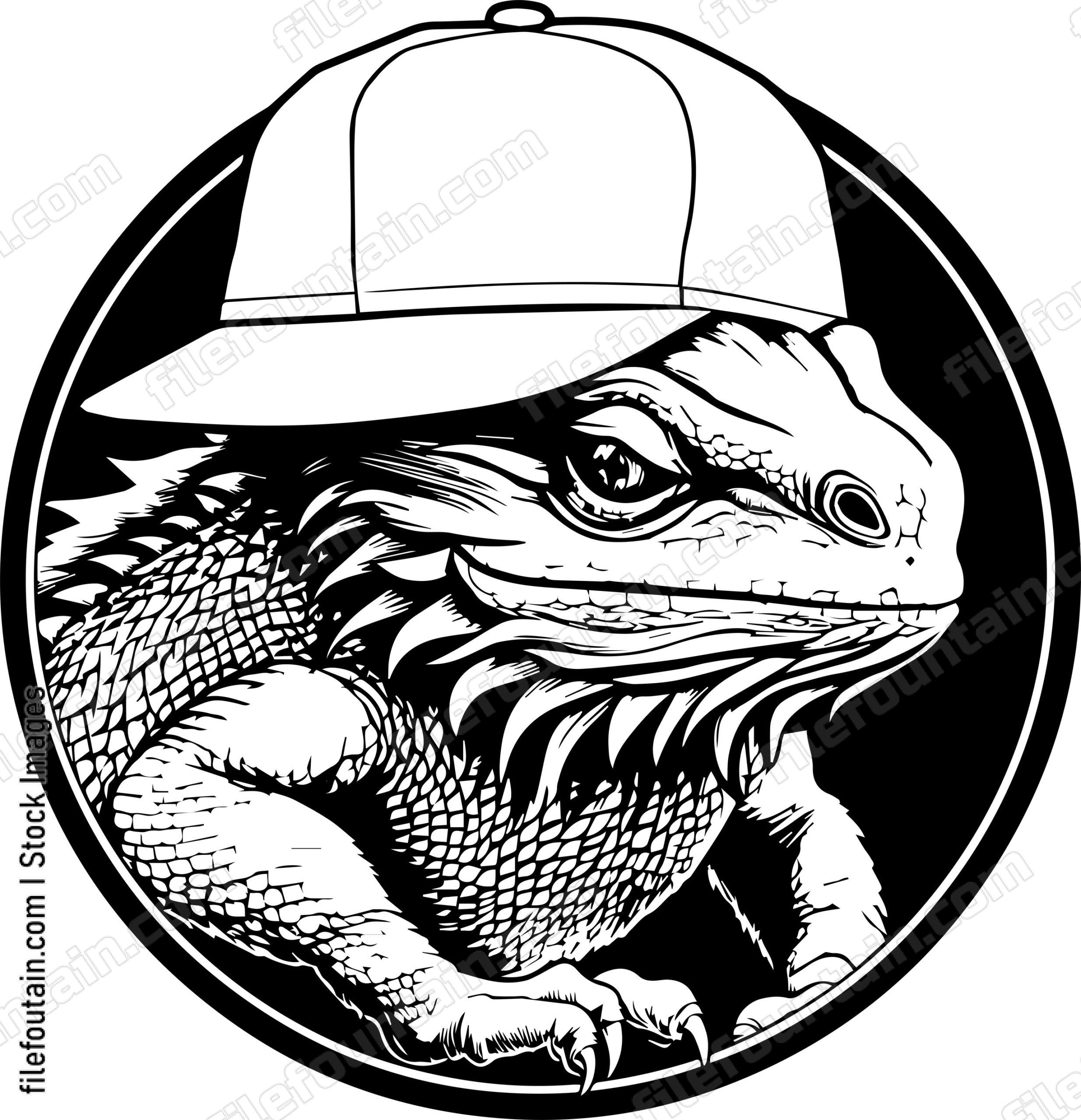 Bearded Dragon In Baseball Cap