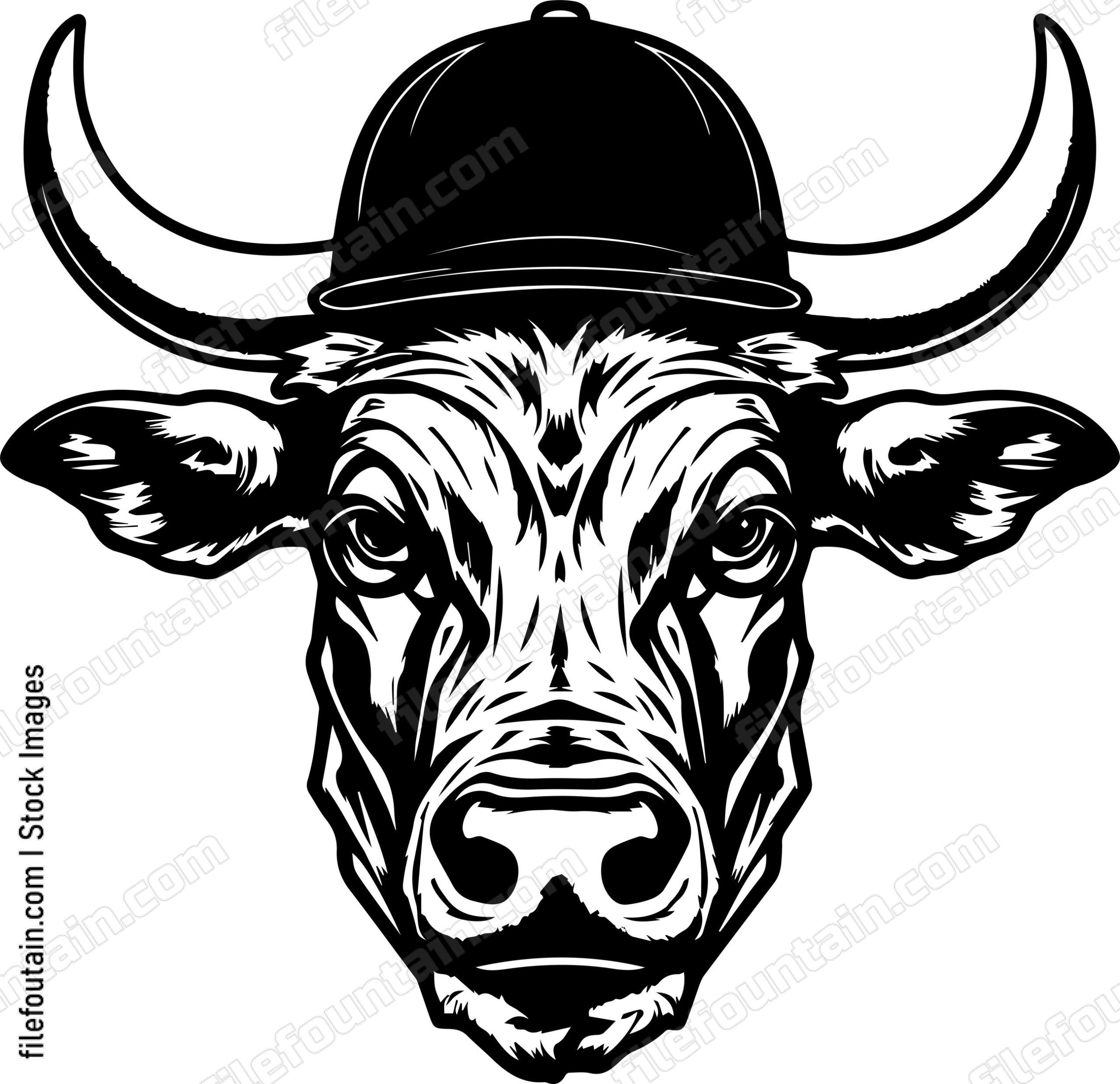 Bull In Baseball Cap